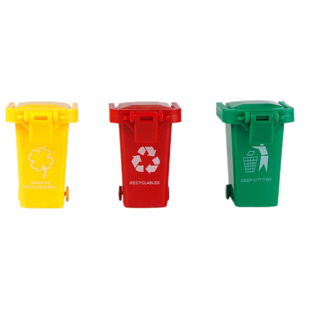 Mini Trash Can Toy Trucks - 3-Piece Colorful Push & Play Garbage Bin Vehicles for Kids | Fun Pretend Play & Room Organization