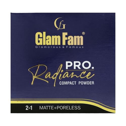 GLAM FAM Pro Radiance 2-in-1 Compact Powder & Waterproof Eyeliner Mascara Set (3-Pack) - Long-Lasting Matte Finish & Smudge-Proof Eye Makeup for Daily Wear & Special Occasions