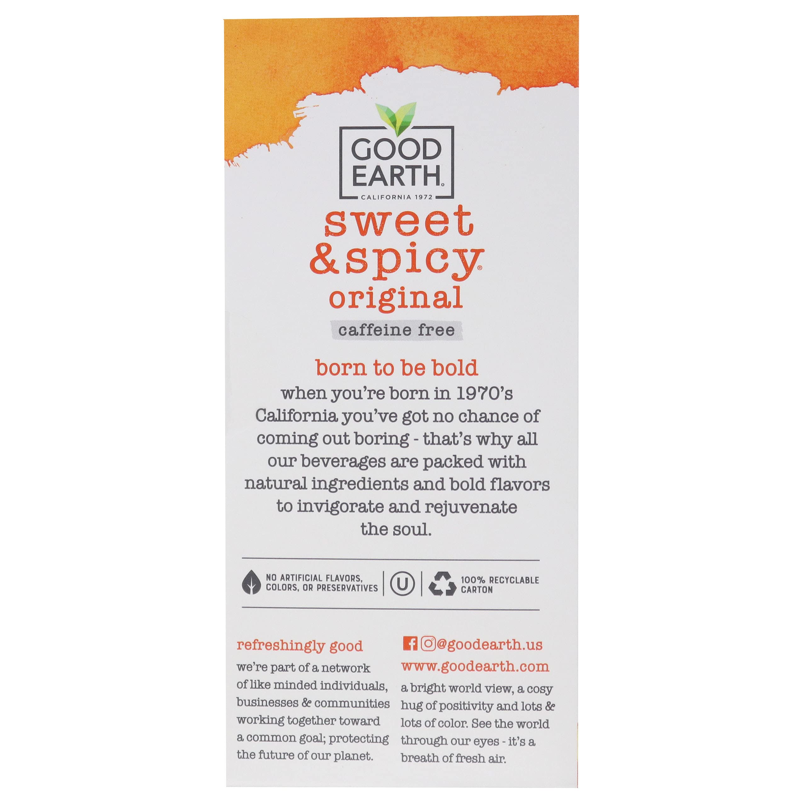 Good Earth Sweet & Spicy Original Herbal Tea - 9 Boxes (25 Tea Bags Each) | Caffeine-Free, Natural Ingredients | Perfect for Relaxation, Afternoon Break & Gift Giving