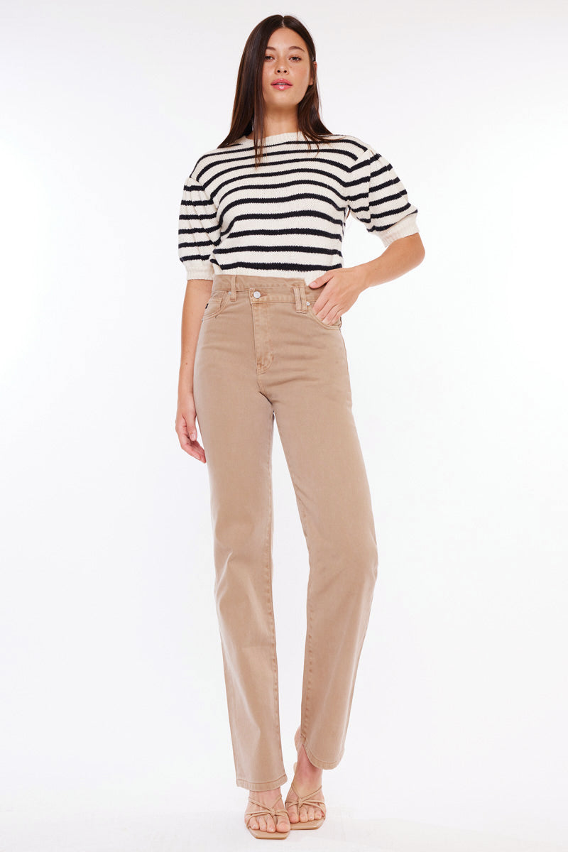 Vintage 90's High Rise Straight Jeans for Women - Sandy Wash Denim Pants | Perfect for Casual Wear, Retro Outfits & Everyday Fashion