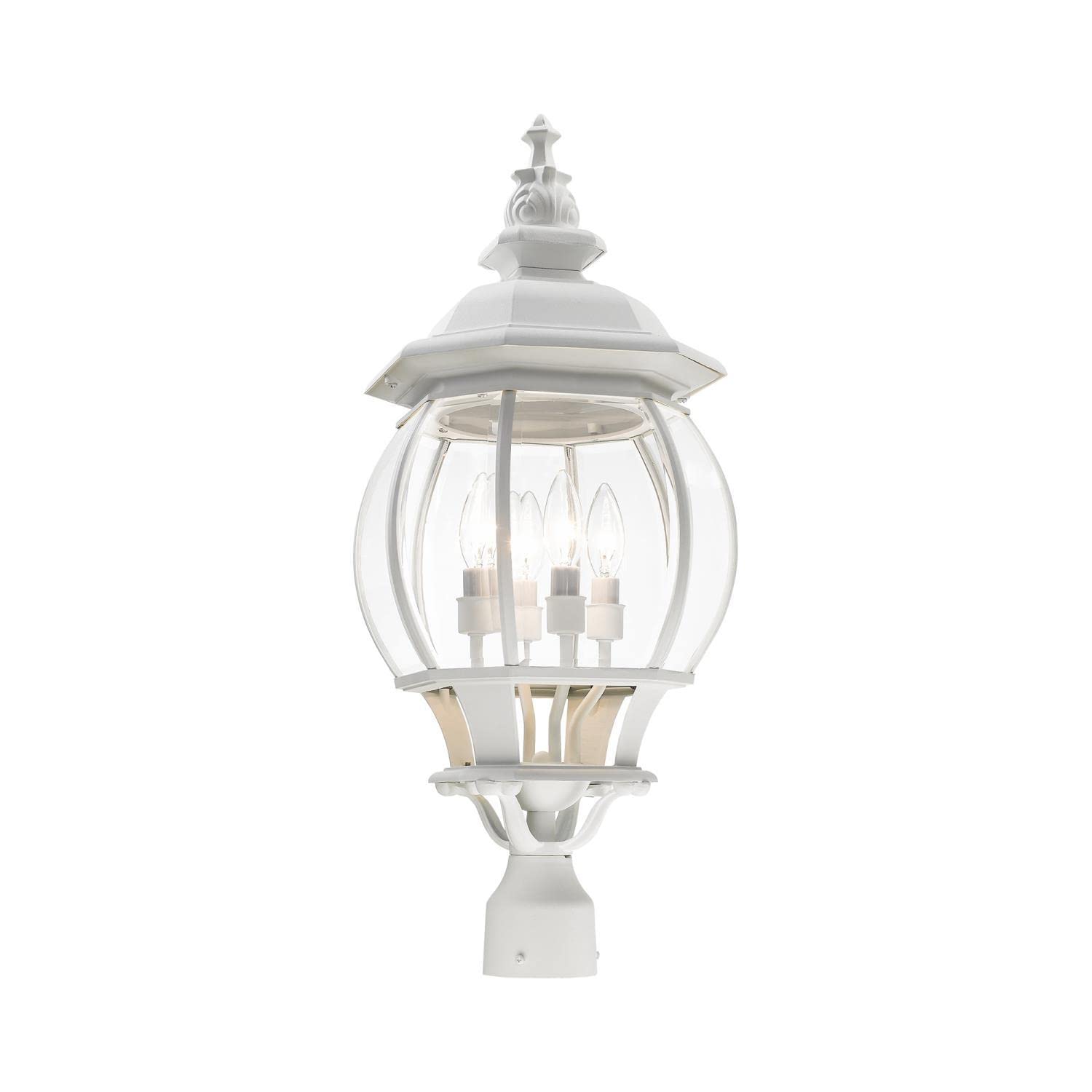 Livex Lighting 7703-13 Outdoor Post Top Lantern - White Weatherproof Exterior Light Fixture for Porch, Garden & Patio - 11.5 x 11.5 x 26.5 Inches - Perfect for Entryways, Walkways & Landscape Lighting