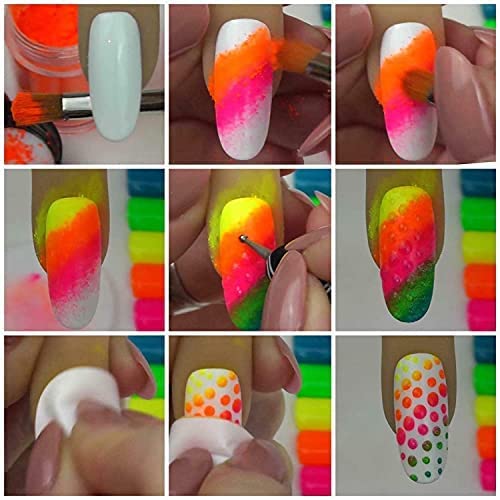 KIRA Neon Pigment Eyeshadow & Nail Powder Set - 12 Vibrant Fluorescent Colors for Face, Body Makeup & Nail Art | Perfect for Festival, Rave, Cosplay & UV Party Glow Looks