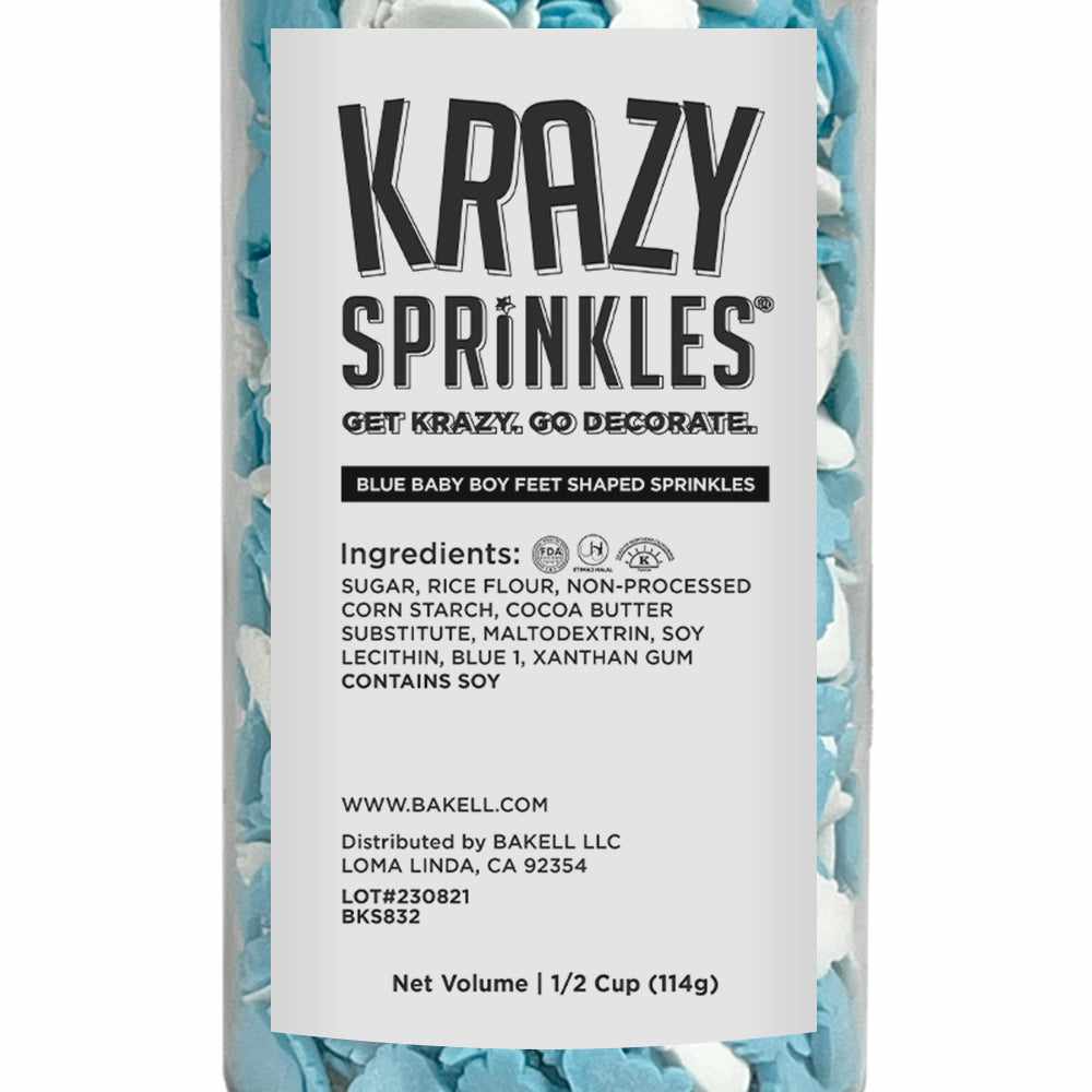 Blue Baby Boy Feet Shaped Sprinkles for Cake Decorating - Edible Sugar Sprinkles for Baby Shower, Birthday Party & Cupcake Toppings
