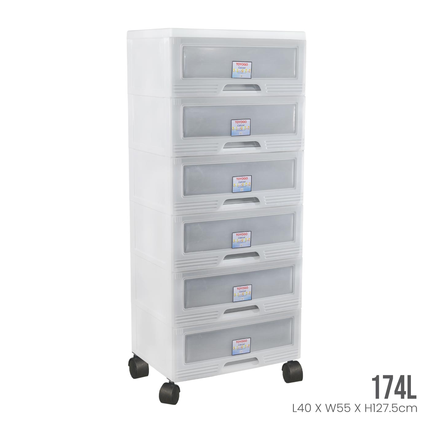 WHITE FRAME TRANSLUCENT DRAWER (609-6WF-TPT)