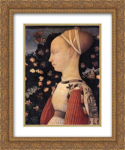 Portrait of a Princess of the House of Este - 20x24 Inch Gold Ornate Framed Museum Art Print by Pisanello | Renaissance Wall Decor for Living Room, Bedroom & Office