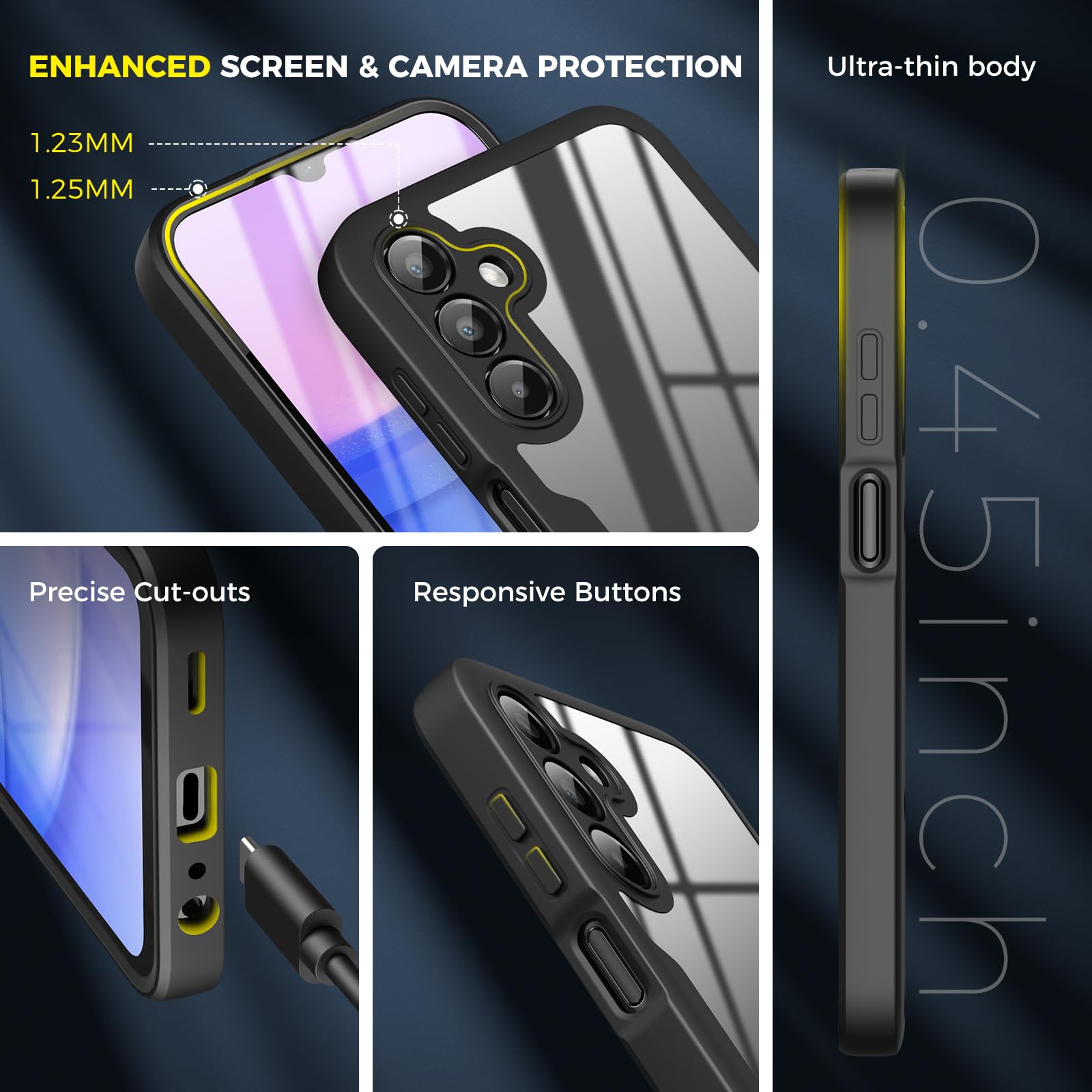 Premium Shockproof Phone Case for Samsung Galaxy A15 5G - Slim 360° Full Body Protection with Built-in Screen Protector | Durable Shell-Membrane Design | Perfect for Outdoor Activities, Travel & Daily Use (Black)