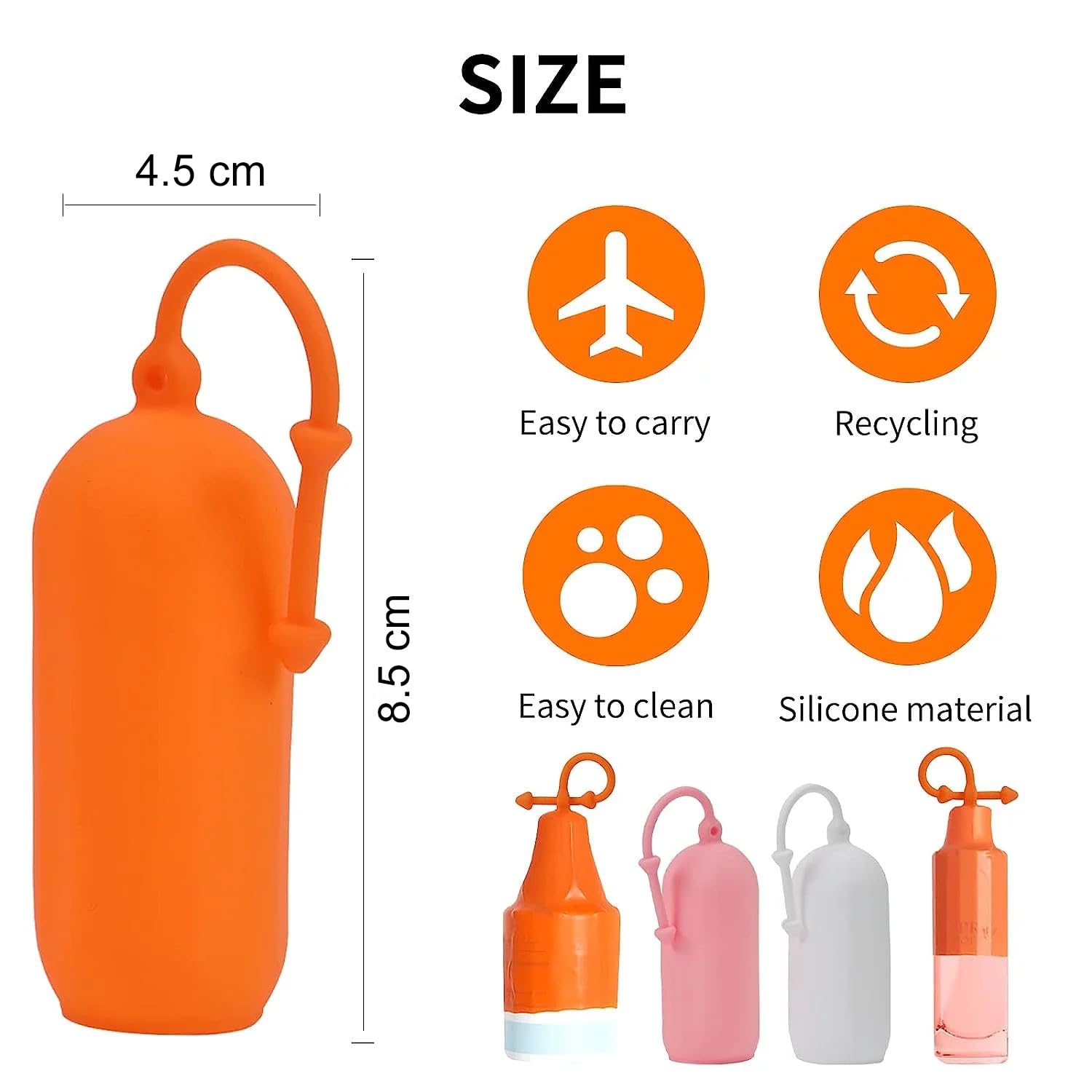 INOVERA 4-Pack Leak Proof Travel Bottle Covers - Reusable Elastic Toiletry Bag Sleeves for Shampoo, Lotion & Cosmetic Containers (Multicolor, 45cm) - Perfect for Air Travel, Gym Bags & Vacation Essentials