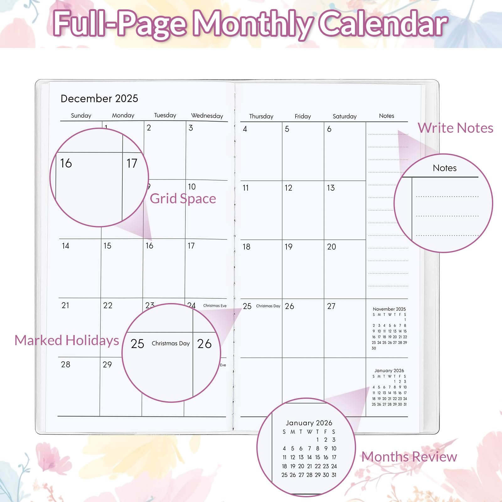 2025-2026 Floral Pocket Planner - 3.7