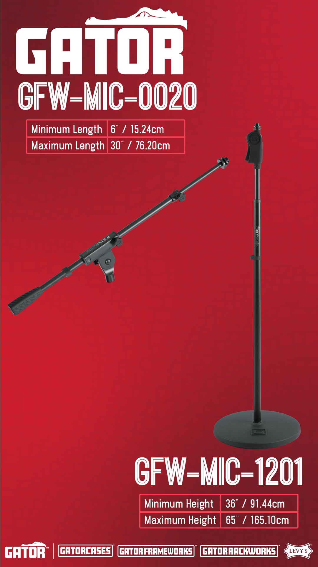 Gator Frameworks GFW-MIC-1201 Professional Microphone Stand with 12