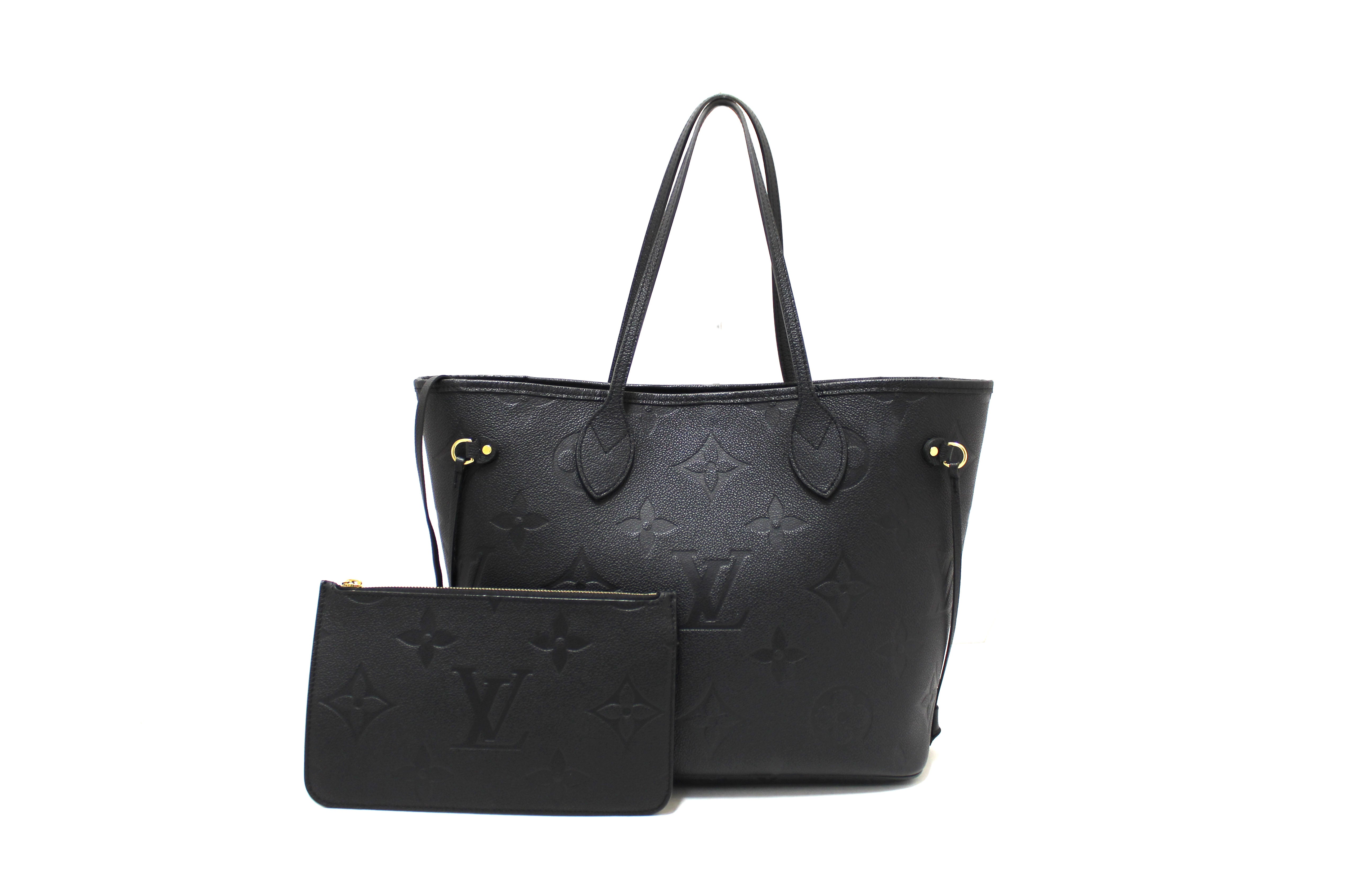 Authentic Louis Vuitton Black Monogram Empreinte Leather Neverfull MM Shoulder Bag Tote Purse for Women - Luxury Designer Handbag for Work, Travel & Everyday Use