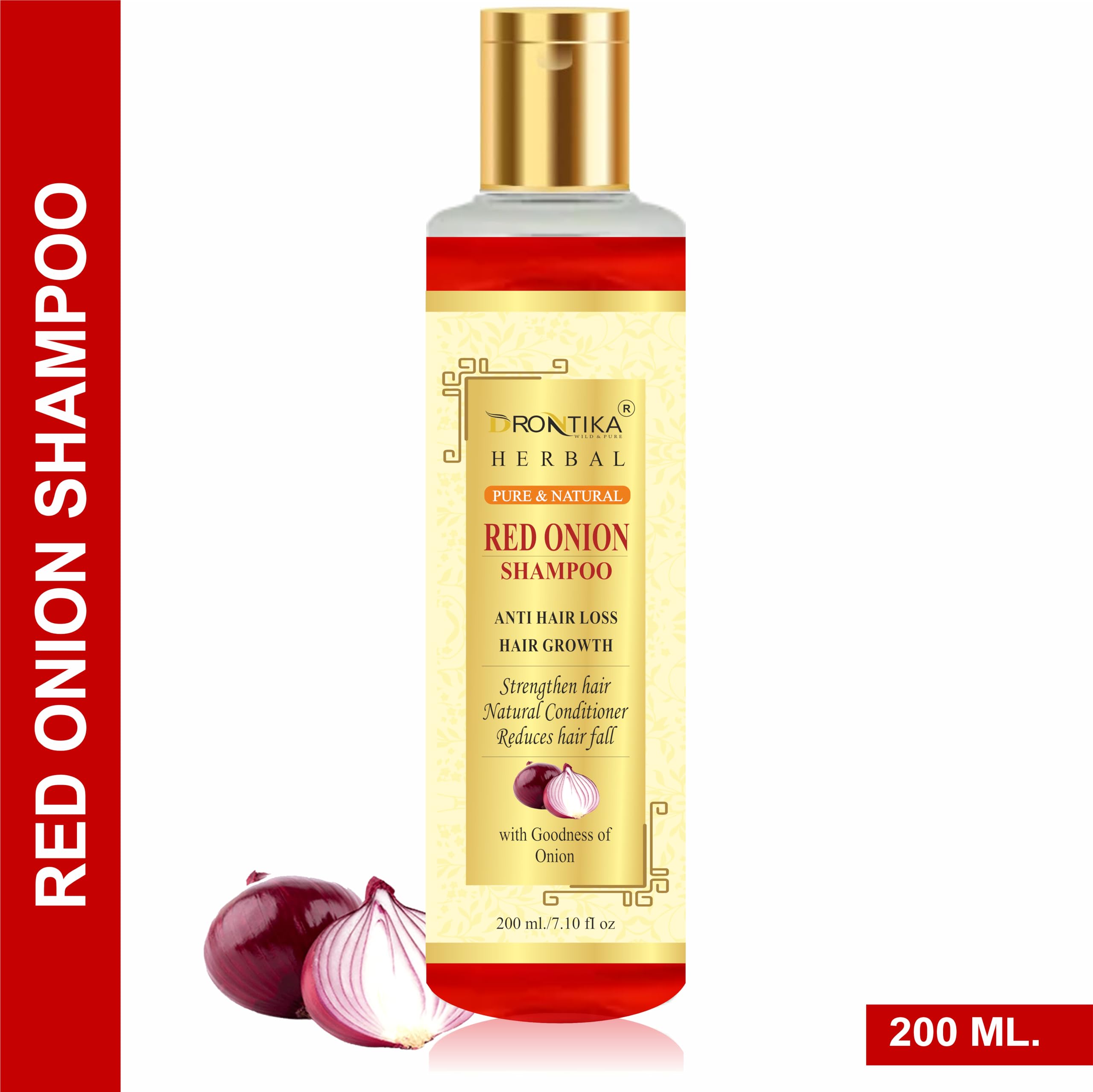 Drontika Natural Herbal Red Onion Oil & Shampoo Combo for Hair Growth - 2 in 1 Set for Thicker, Stronger Hair - Perfect for Damaged Hair Treatment & Scalp Care at Home