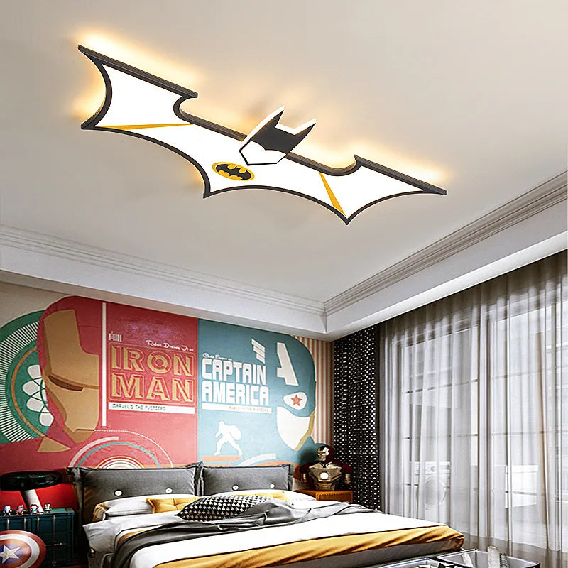 Batman Themed Boys Room Ceiling Light - Superhero Night Light for Kids Bedroom, Nursery & Playroom - DC Comics Inspired LED Ceiling Lamp for Children's Room Decor
