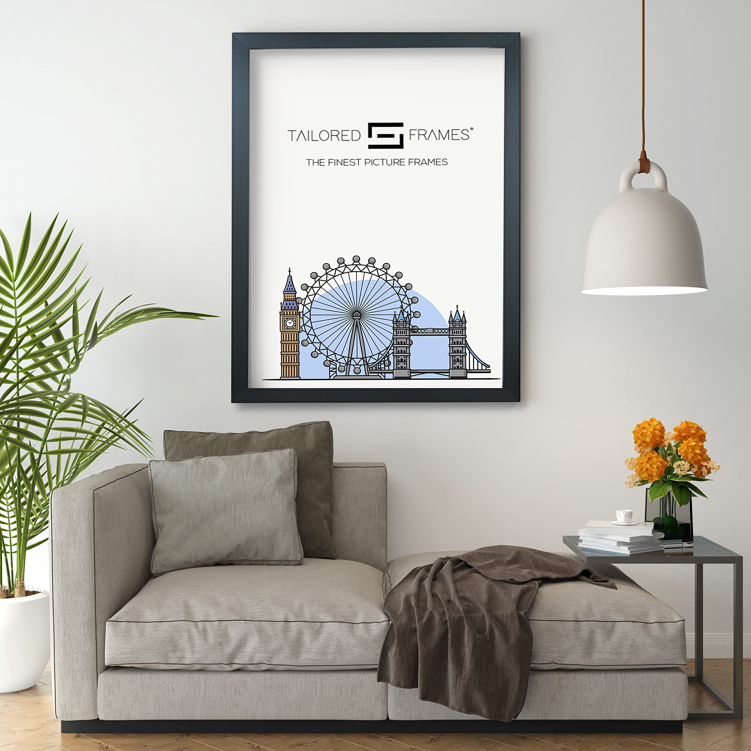 Seattle Black 20x10 Inch Square Edge Single Picture Frame - Wall Mount Photo Display for Home & Office Decor | Perfect for Family Photos, Artwork, and Graduation Portraits