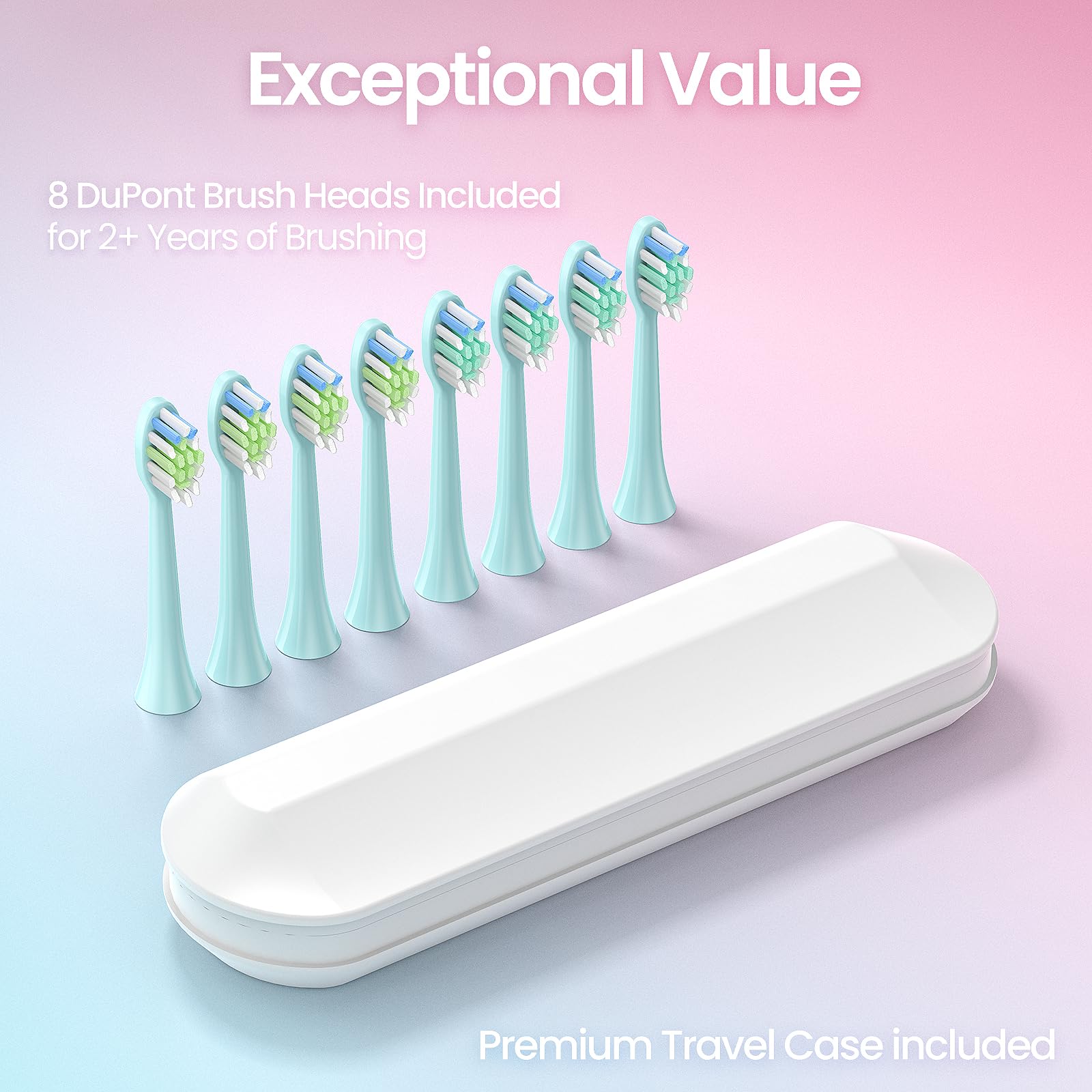 YUNCHI Sonic Electric Toothbrush for Adults & Kids - Rechargeable Toothbrush with 5 Cleaning Modes, 2-Minute Smart Timer & Travel Case - Pink & Blue Gradient - Perfect for Home, Travel & Family Oral Care