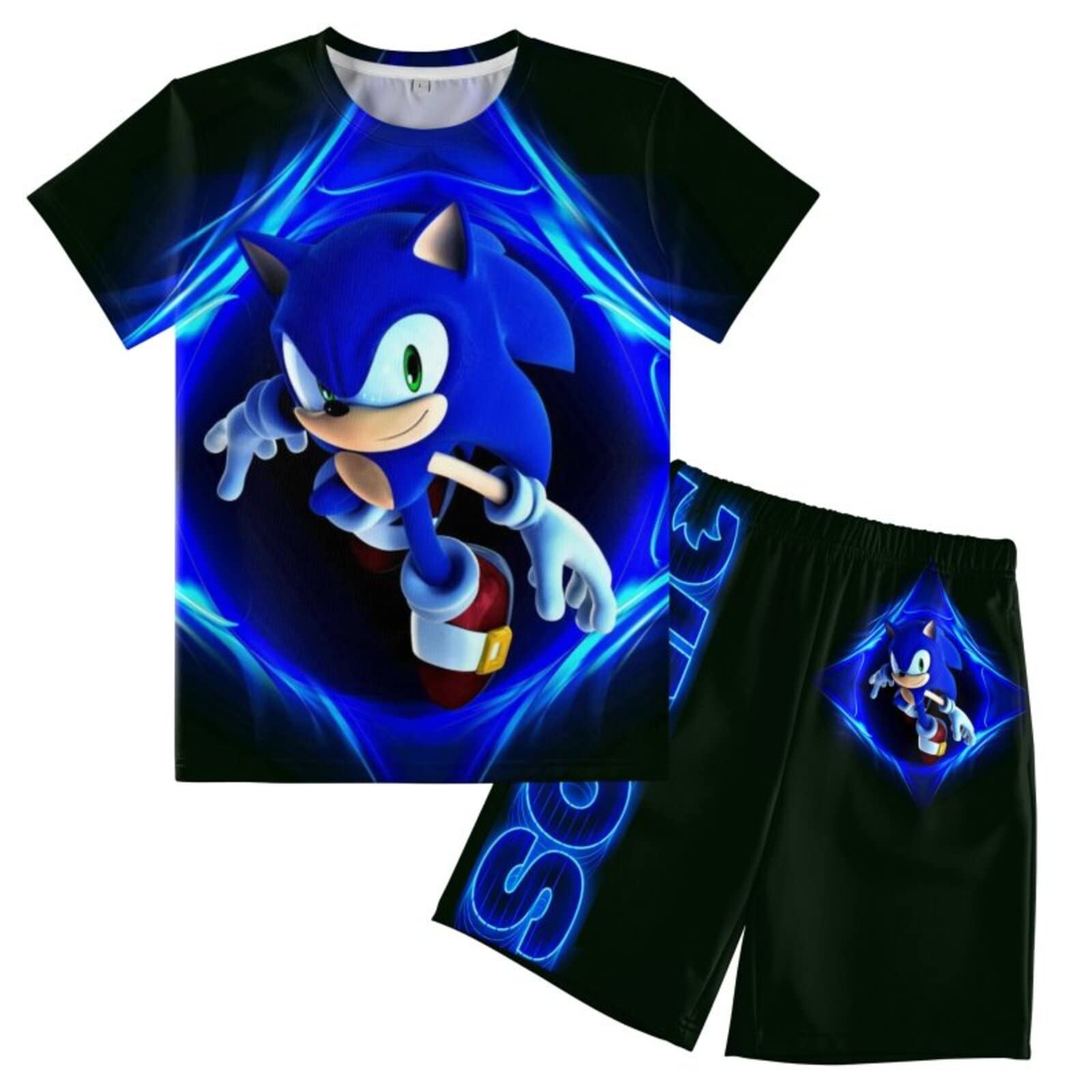 **Unisex Cartoon Graphic T-Shirt & Shorts Set for Boys and Girls - Comfortable Short Sleeve Game-Themed Outfit for Playtime, School & Casual Wear**