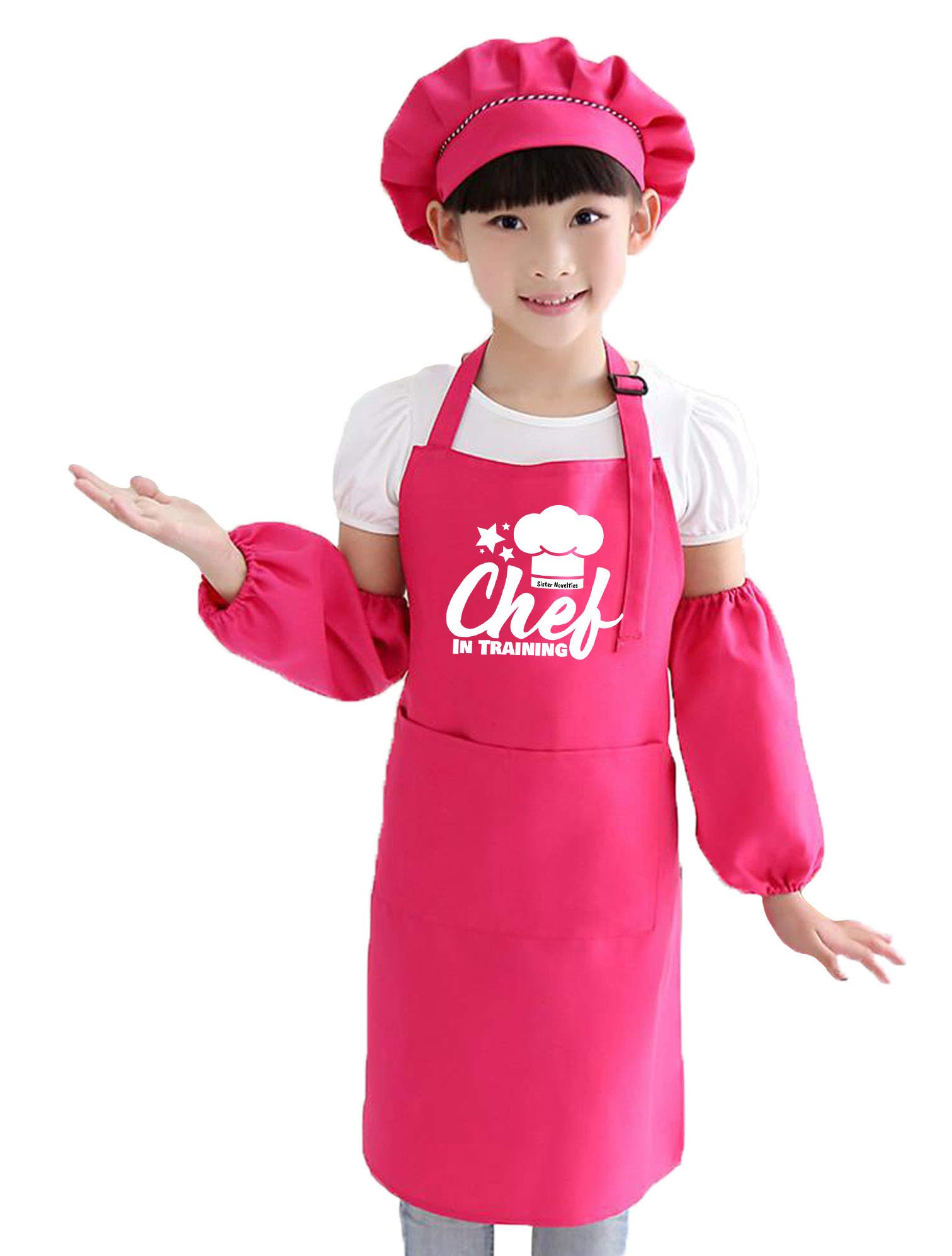**Unicorn Rainbow Kids Kitchen Apron Set with Chef Hat & Recipe Cards - Adjustable Baking Aprons for Girls & Boys - Fun Pretend Play Cooking Set for Kids - Perfect for Baking, Cooking & Play Kitchen (Pink)**