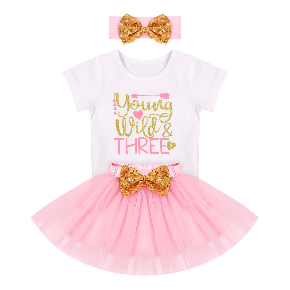1st 2nd 3rd Birthday Outfit for Baby Girls - Romper, Tutu Skirt & Headband Set - Cake Smash Photo Shoot Clothes - Perfect for Birthday Parties & Photoshoots