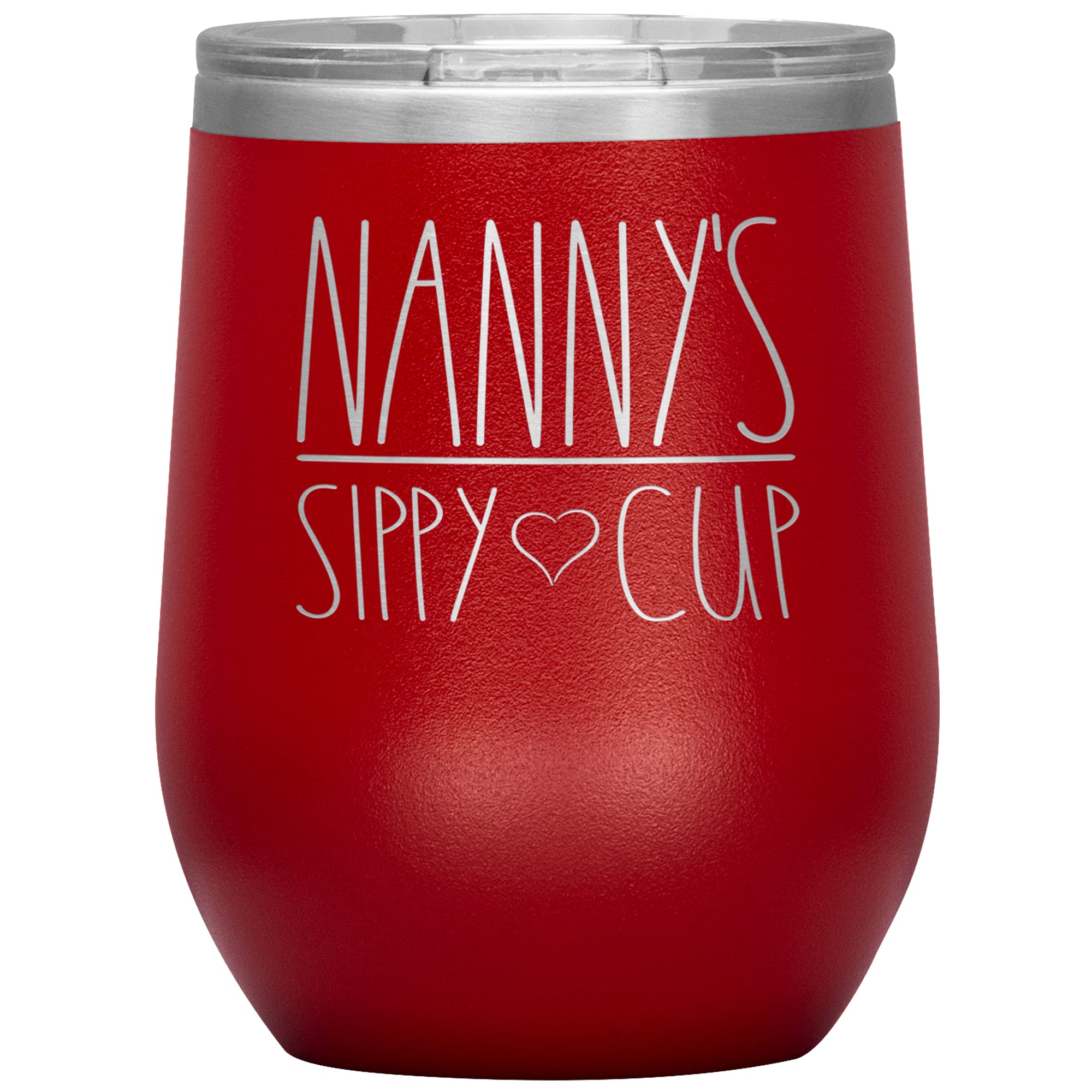 Nanny's Sippy Cup Wine Tumbler - 12oz Leak-Proof Stainless Steel Tumbler with Lid (12 Colors) - Perfect Gift for Nannies, Birthday Present, Baby Shower Gift - Great for Coffee, Wine & On-the-Go Drinks
