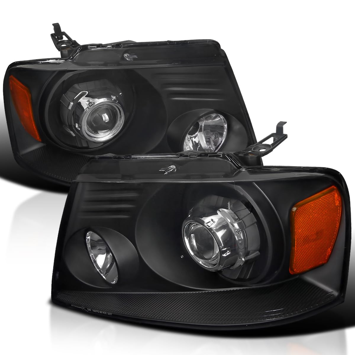 Spec-D Tuning Black Projector Headlights for 2004-2008 Ford F150 & 2006-2008 Lincoln Mark LT - Retrofit Style Headlamp Assembly Pair (Left + Right) - Upgrade Night Driving Visibility & Style