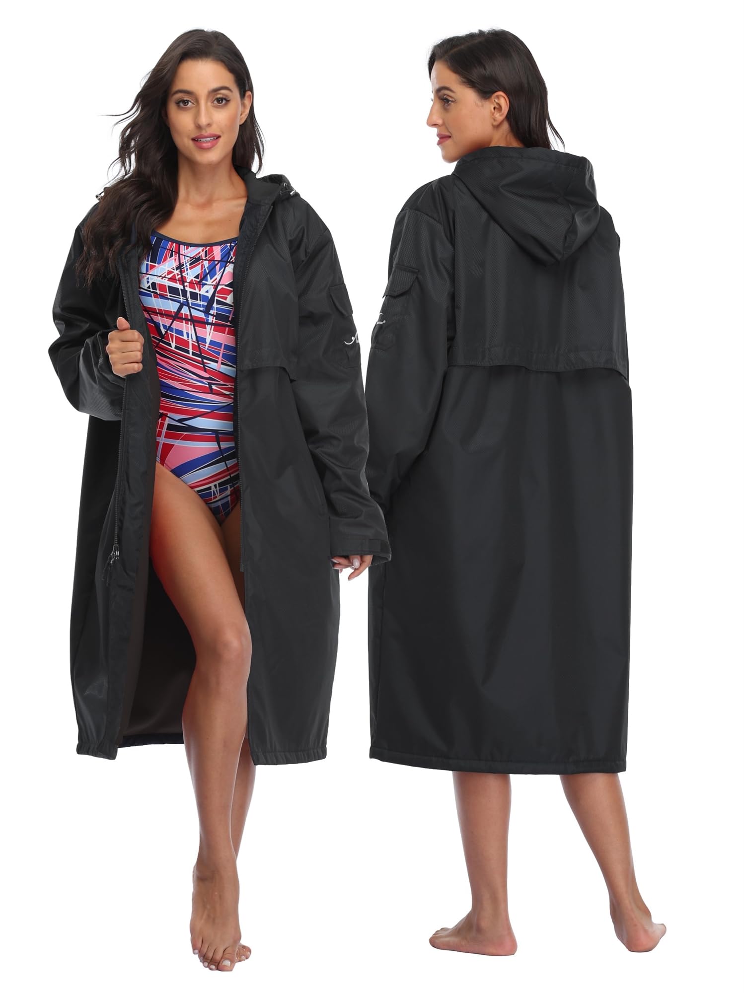 Adoretex 100% Waterproof Swim Parka Jacket - Hooded Warm Scuba Coat for Men & Women - Perfect for Surfing, Swimming & Beach Activities