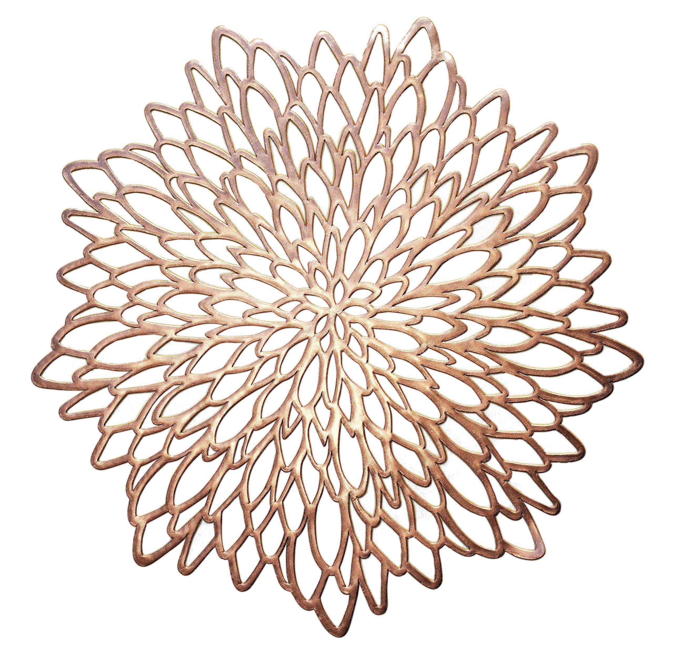 40-Pack Metallic Pressed Vinyl Placemats for Weddings & Events - Elegant Rose Gold Leaf Design - Perfect for Dining Tables, Party Decor & Centerpiece Accents