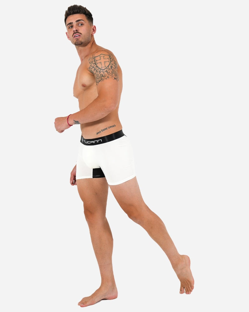 Premium Tucann Men's Boxer Briefs - Soft Breathable Cotton Underwear for Comfort & Support - White - Ideal for Everyday Wear, Workout & Travel