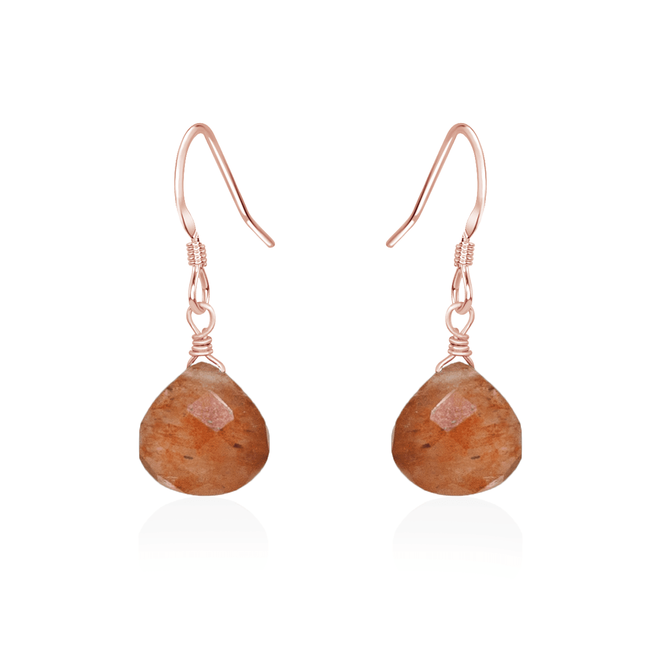 Sunstone Gemstone Teardrop Dangle Earrings - Handmade Sterling Silver Jewelry for Women | Perfect for Weddings, Parties & Everyday Wear