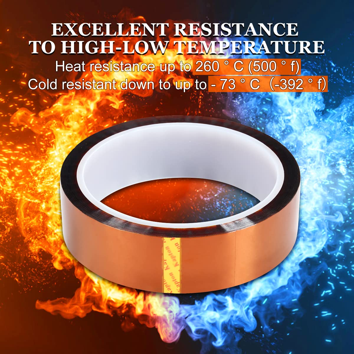 High Temperature Polyimide Film Adhesive Tape - 1 inch (25.4mm) x 36 Yards - No Residue Heat Resistant Tape for Sublimation, Masking, 3D Printing, Electronics & Soldering | Perfect for DIY Crafts, Industrial Use & High Heat Applications