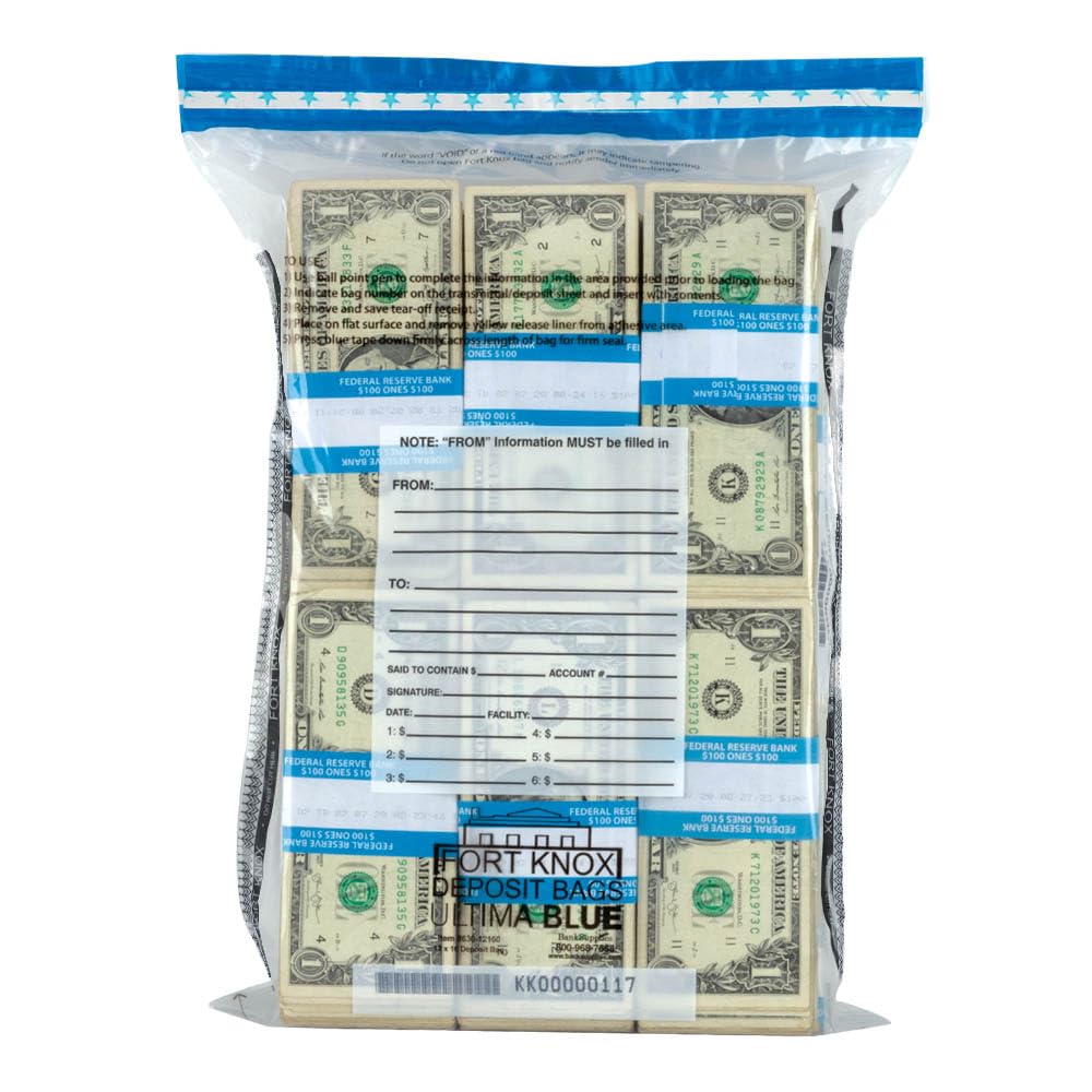 Ultima Blue Clear Bank Deposit Bags 12