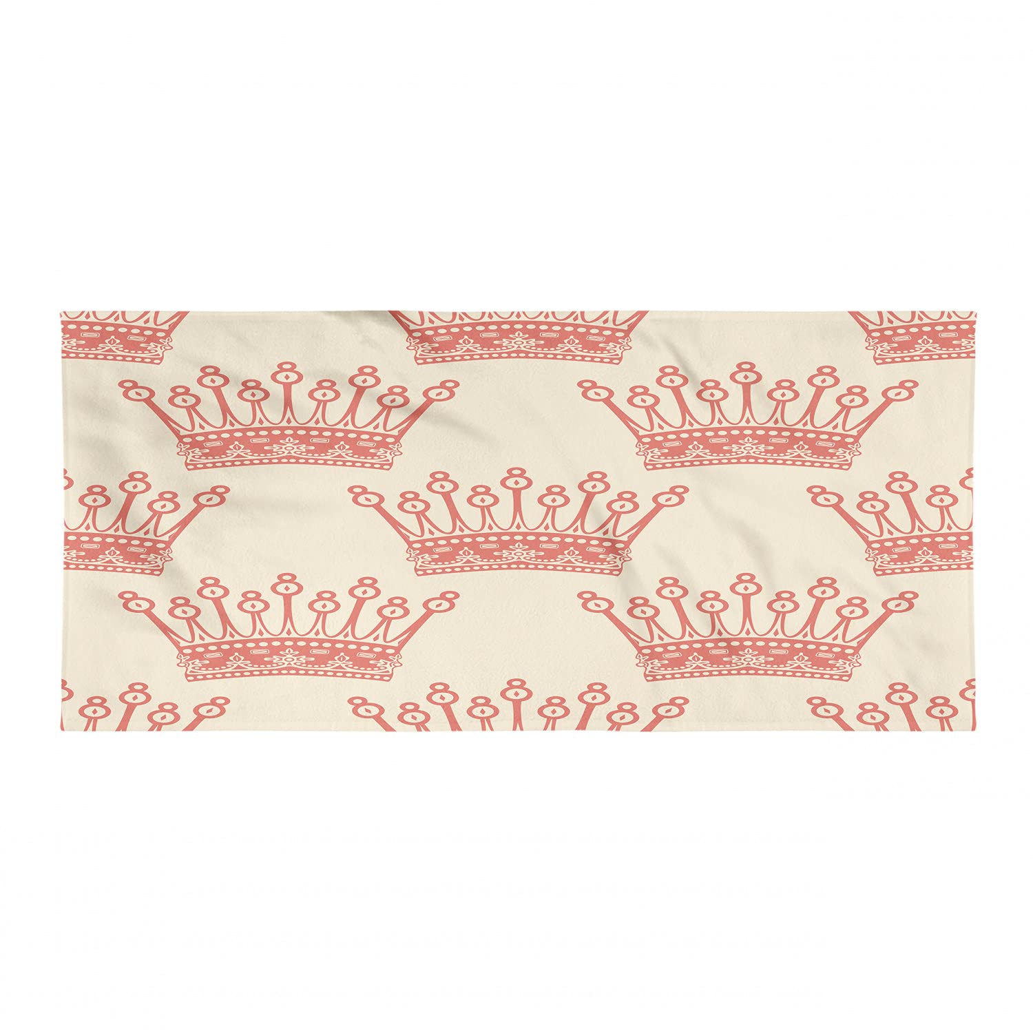 Ambesonne Queen Sports Towel - Vintage Crowns Pattern Microfiber Towel for Beach, Yoga & Gym | Soft, Lightweight & Ultra Absorbent | Grey Yellow Vermilion Design | Perfect for Swimming, Travel & Outdoor Activities