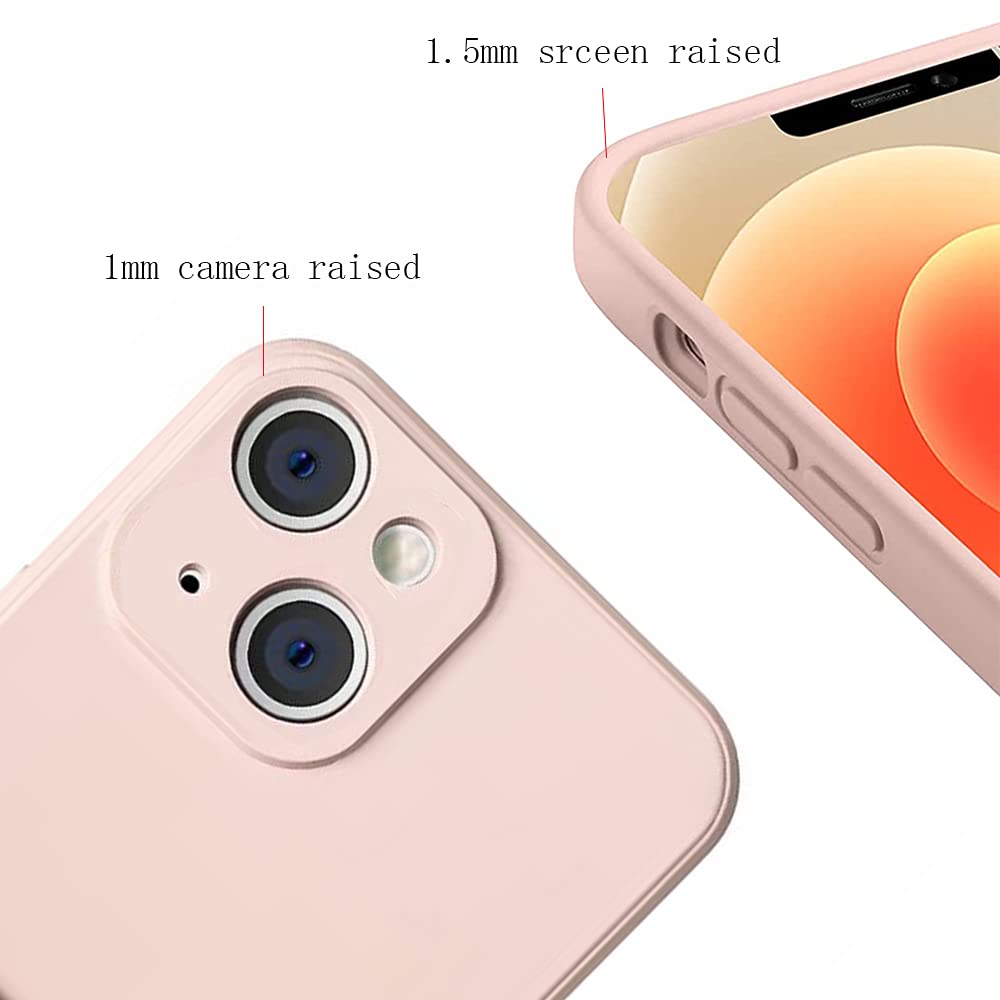 Ultra Slim Liquid Silicone Gel Case for iPhone 13 Mini 5.4 Inch (2021) - Shockproof Anti-Scratch Wallet Cover with Card Holder Slot - Perfect for Daily Use, Travel & Outdoor Activities (Pink)