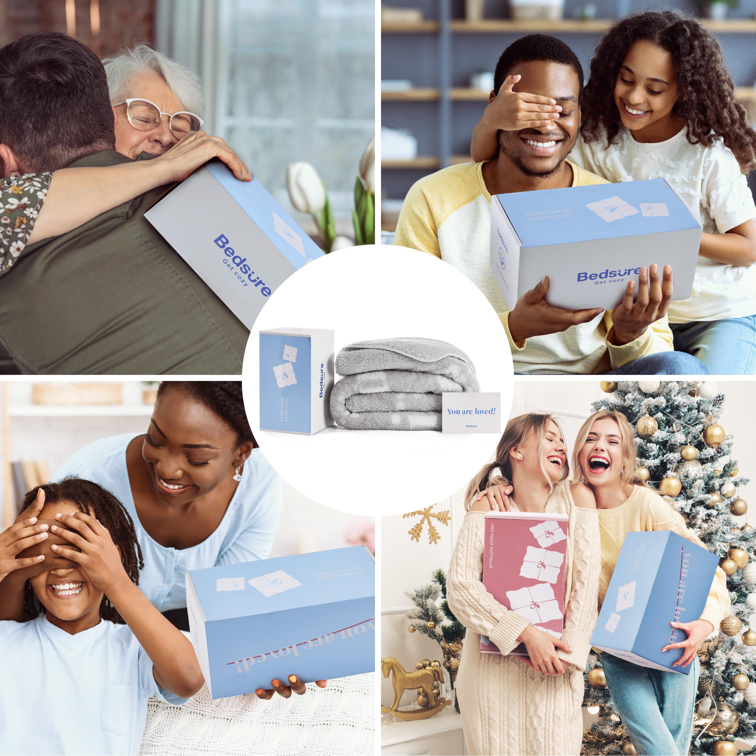 Bedsure Inspirational Get Well Gifts for Women & Men - Soft Fleece Hug Blanket with Encouraging Words, 50x60 Inch Grey Healing Blanket - Perfect for Surgery Recovery, Hospital Comfort & Thoughtful Care Packages