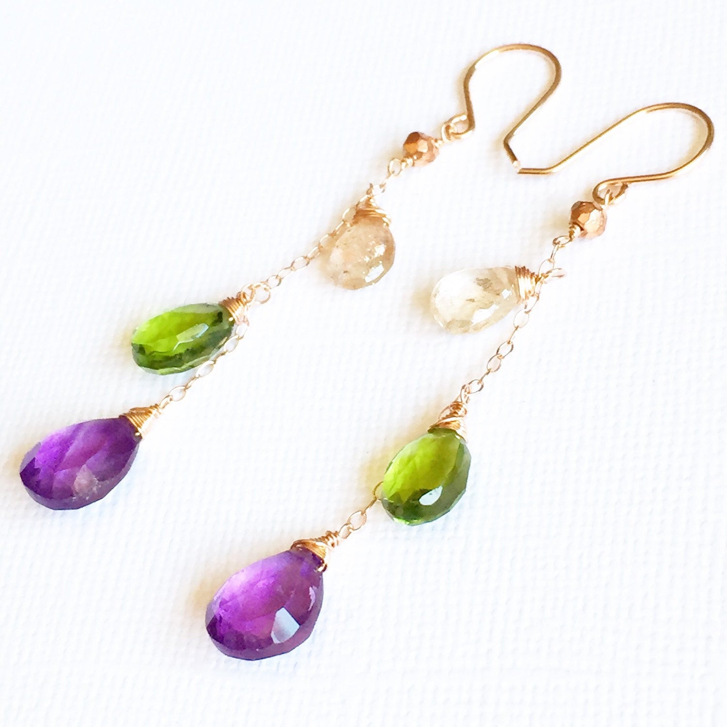 Elegant Adele Mixed Gemstone Earrings (E113) – Perfect for Parties, Weddings & Special Occasions