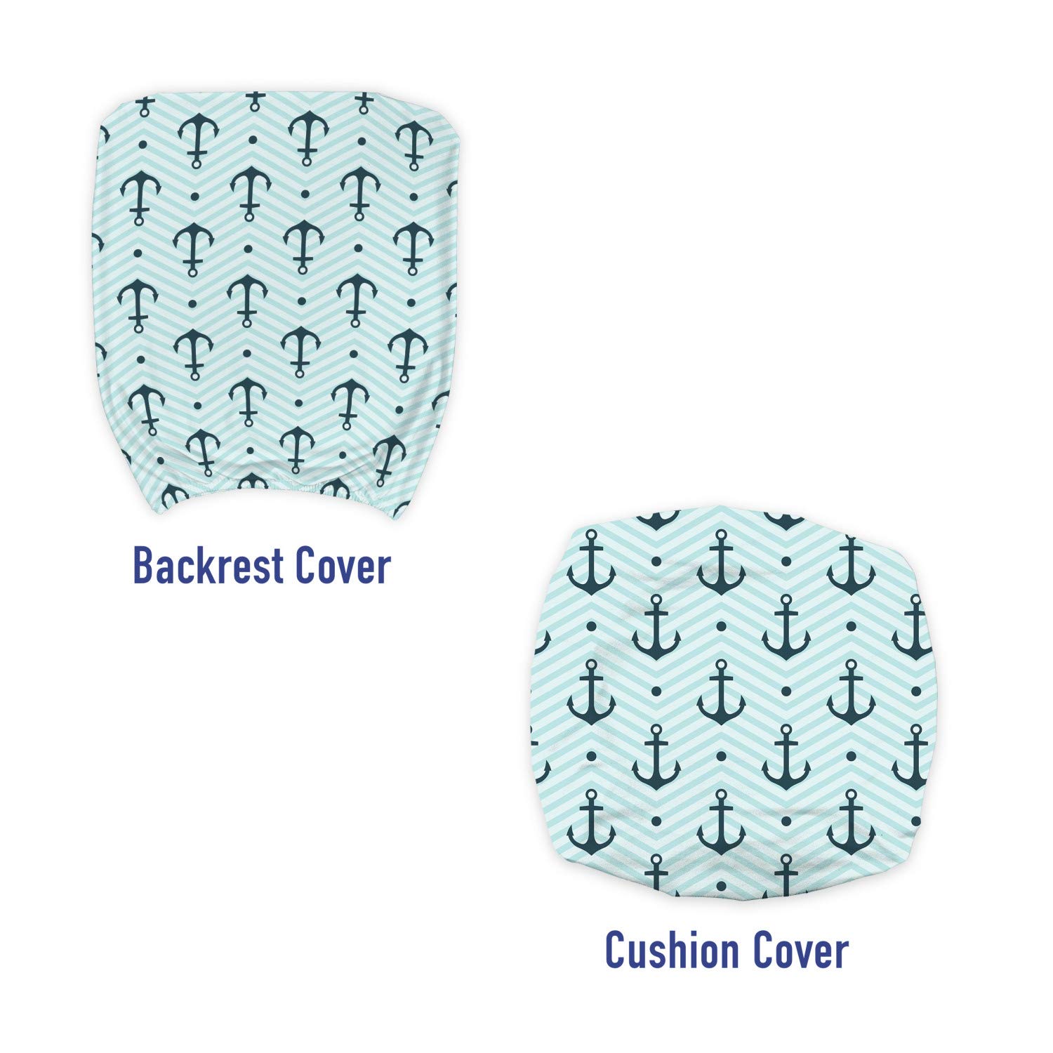 Ambesonne Anchor Office Chair Slipcover - Dark Green Turquoise Stretchable Washable Fabric Cover with Abstract Wave Chevron Design | Standard Size | Perfect for Home Office, Gaming Chair, or Dining Room Decor