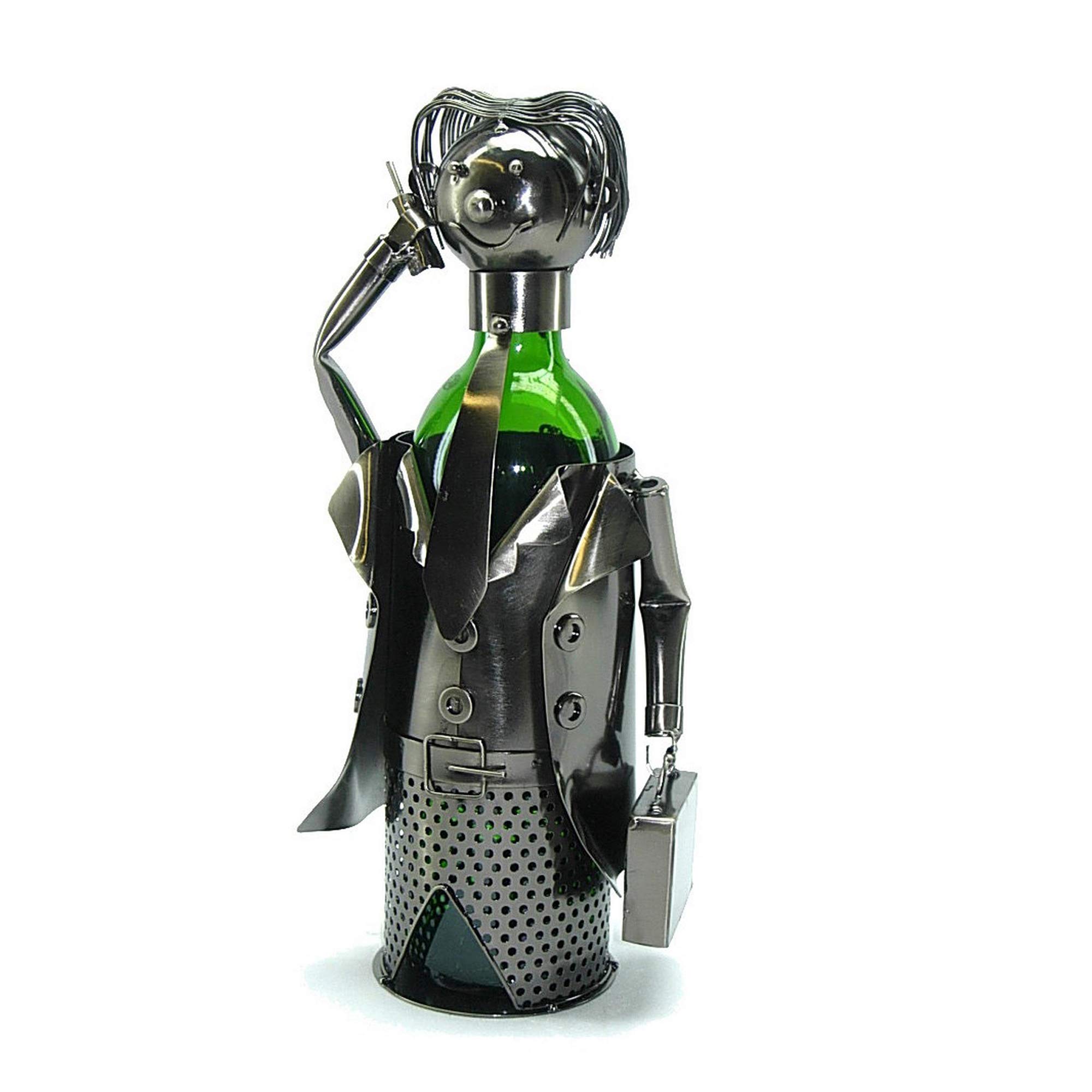 Premium Stainless Steel Wine Bottle Holder for Business Gifts - Elegant Charcoal Finish - Perfect for Office Decor, Corporate Events & Home Bar Accessories