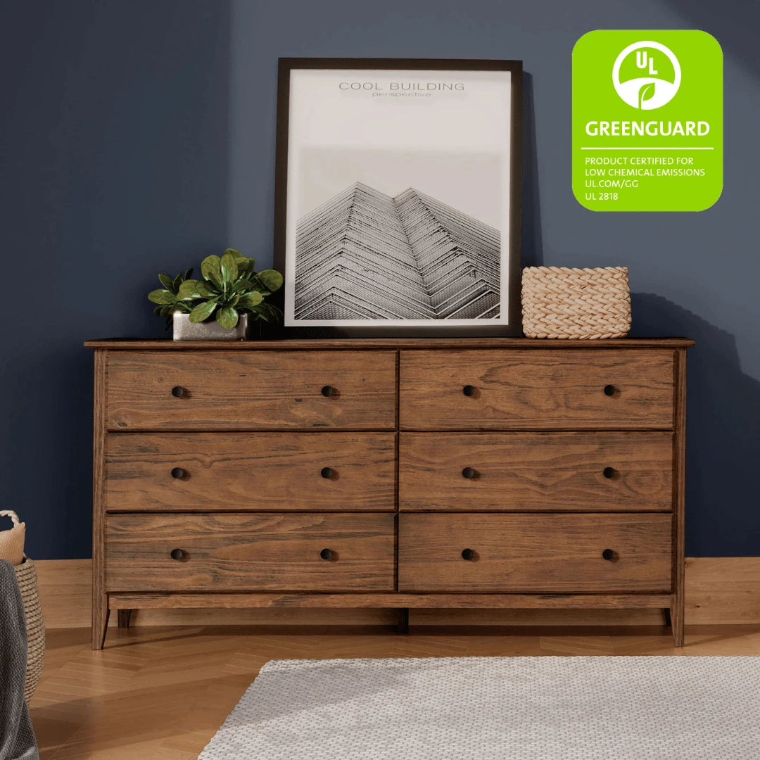 Greenport 6-Drawer Wooden Dresser for Bedroom - Stylish Storage Organizer for Clothes, Linens & Accessories | Perfect for Master Bedroom, Guest Room & Dorm Furniture