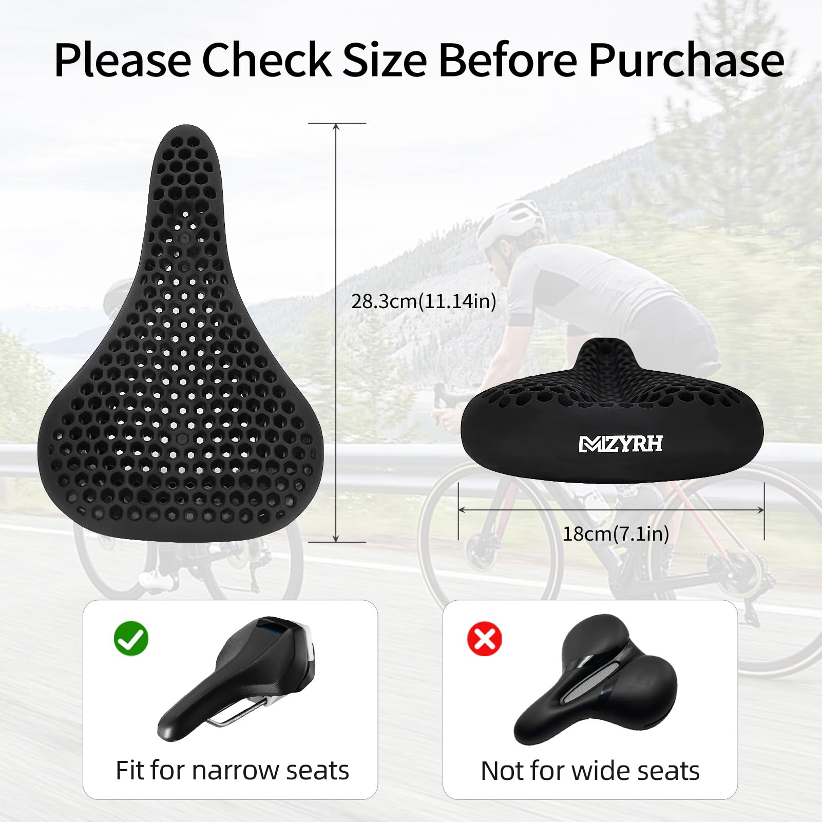Gel Bike Seat Cushion - Comfortable Padded Bicycle Saddle Cover for Men & Women - Universal Fit for Mountain & Road Bikes - Perfect for Long Rides, Commuting & Indoor Cycling Workouts