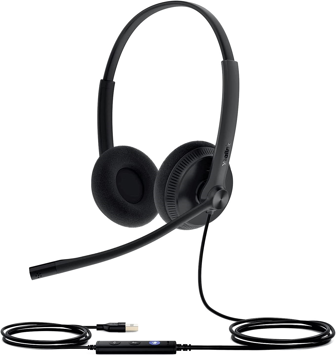 Yealink UH34 Lite Dual/Mono USB A Wired Headset with Noise Canceling Mic - Professional Office Headphones for Call Center, Remote Work & Video Conferencing