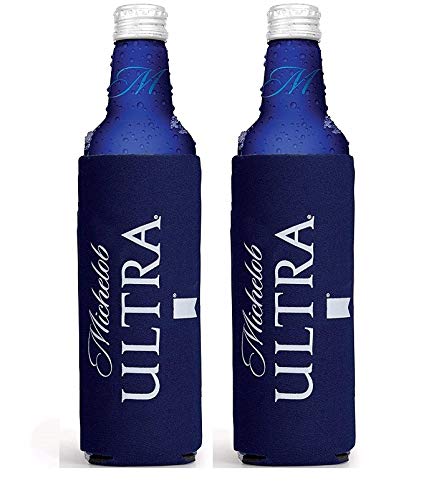 Michelob Ultra 16oz Slim Aluminum Bottle Cooler - Insulated Can Huggie Set of 2 for Beer, Soda & Energy Drinks - Perfect for Beach, Pool, BBQ & Outdoor Parties