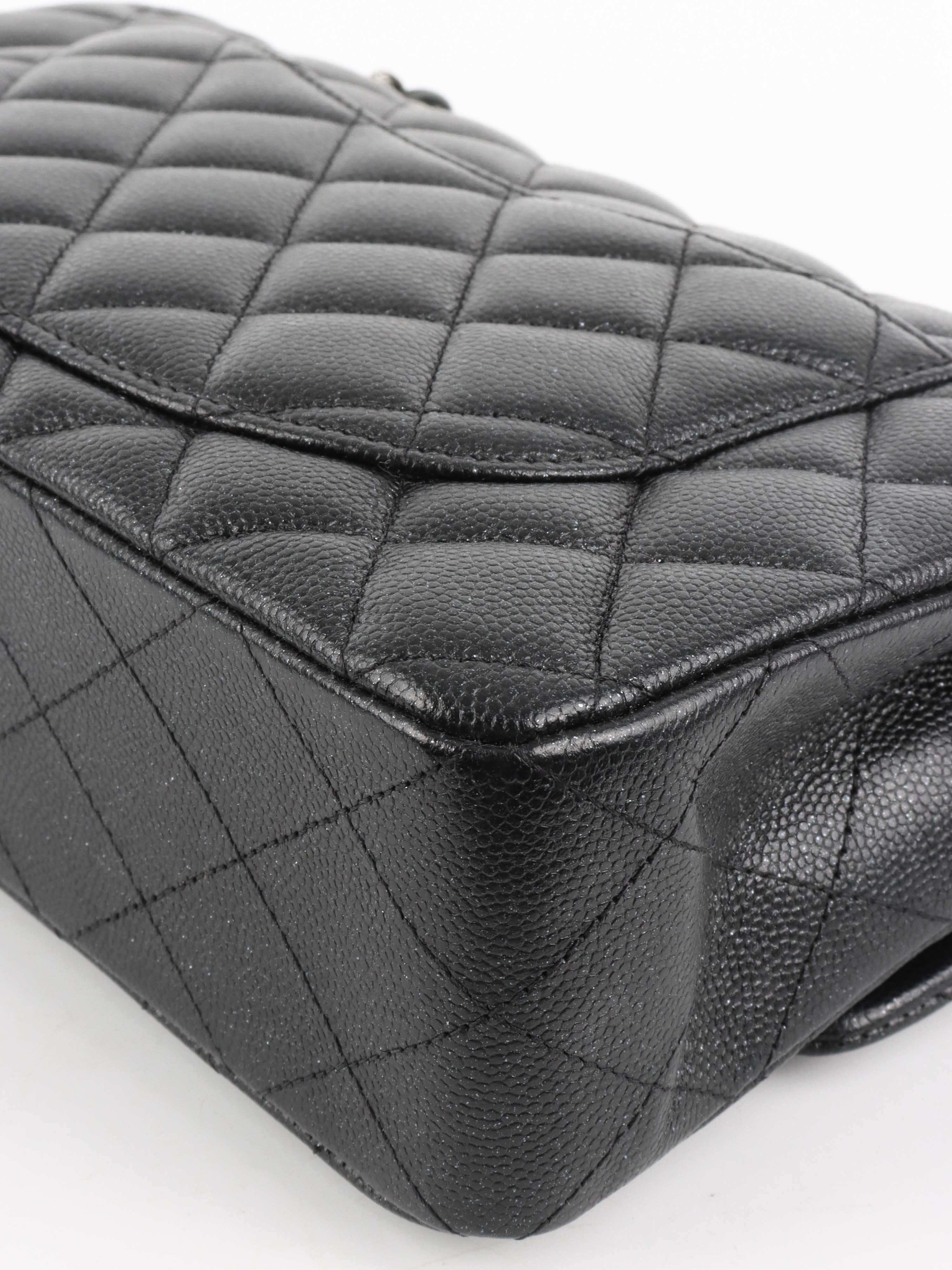 Chanel Small Black Iridescent Caviar Classic Flap Bag with Silver Hardware - Luxury Crossbody Purse for Women, Perfect for Evening Events & Date Nights