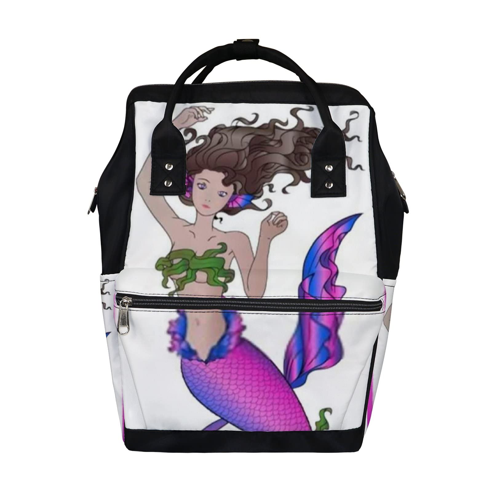 Waterproof Mermaid Diaper Backpack - Large Capacity Baby Nappy Changing Bag with Laptop Compartment | Cute Pink & Blue Design for Women & Men | Perfect for Travel, Daycare & Family Outings