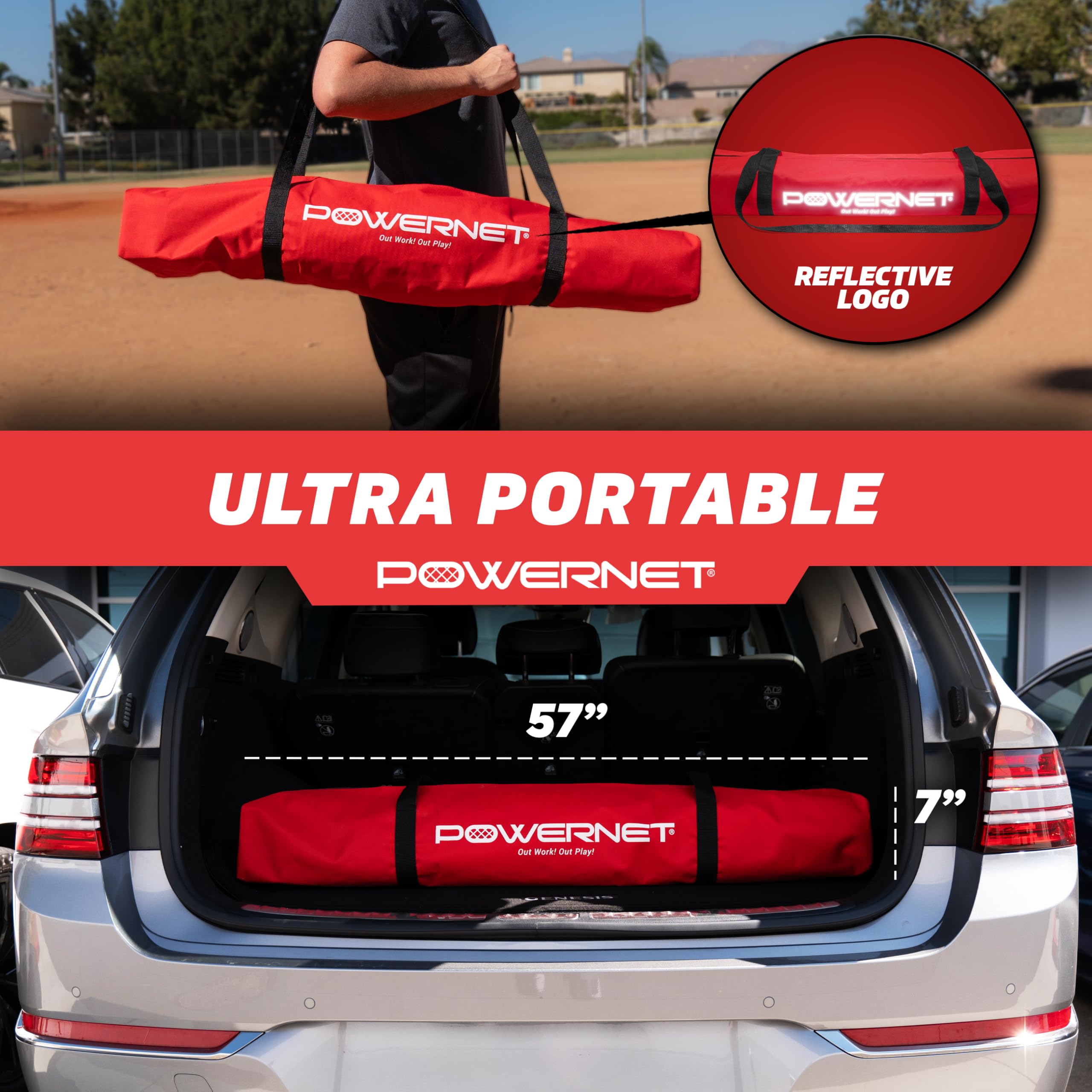 PowerNet Portable Sports Rebounder Net for Basketball, Volleyball, Soccer, Baseball, Softball & Lacrosse | Indoor/Outdoor Safety Backstop for Backyard, Garage & Driveway | Perfect for Training, Practice & Game Protection