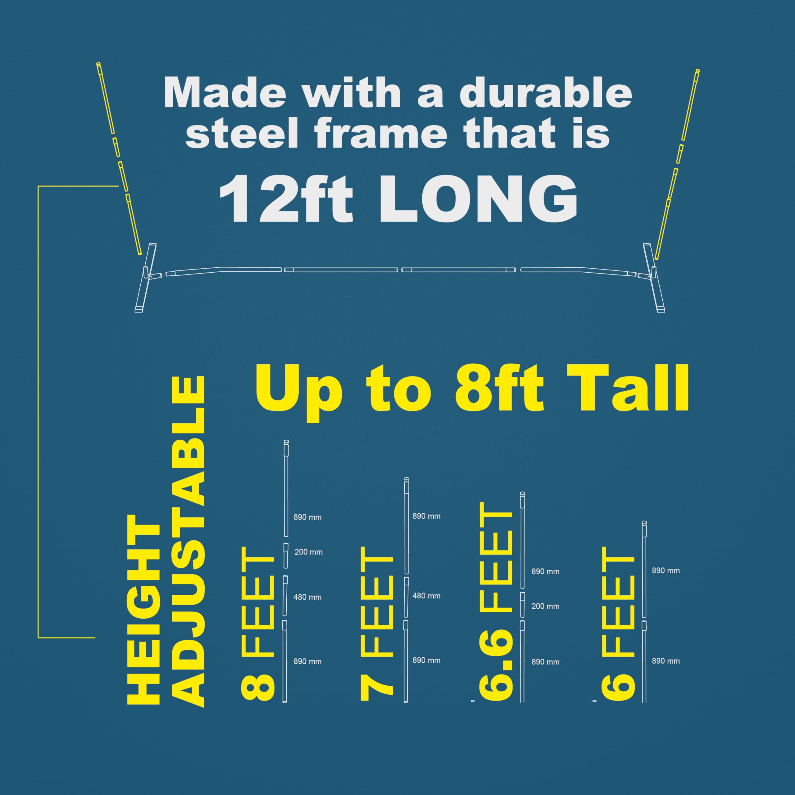 Premium Outdoor Volleyball Net Set - 12FT/20FT/32FT Adjustable Height with Volleyball, Pump, Boundary Markers & Carry Bag - Perfect for Backyard, Beach, Park & Camping Games