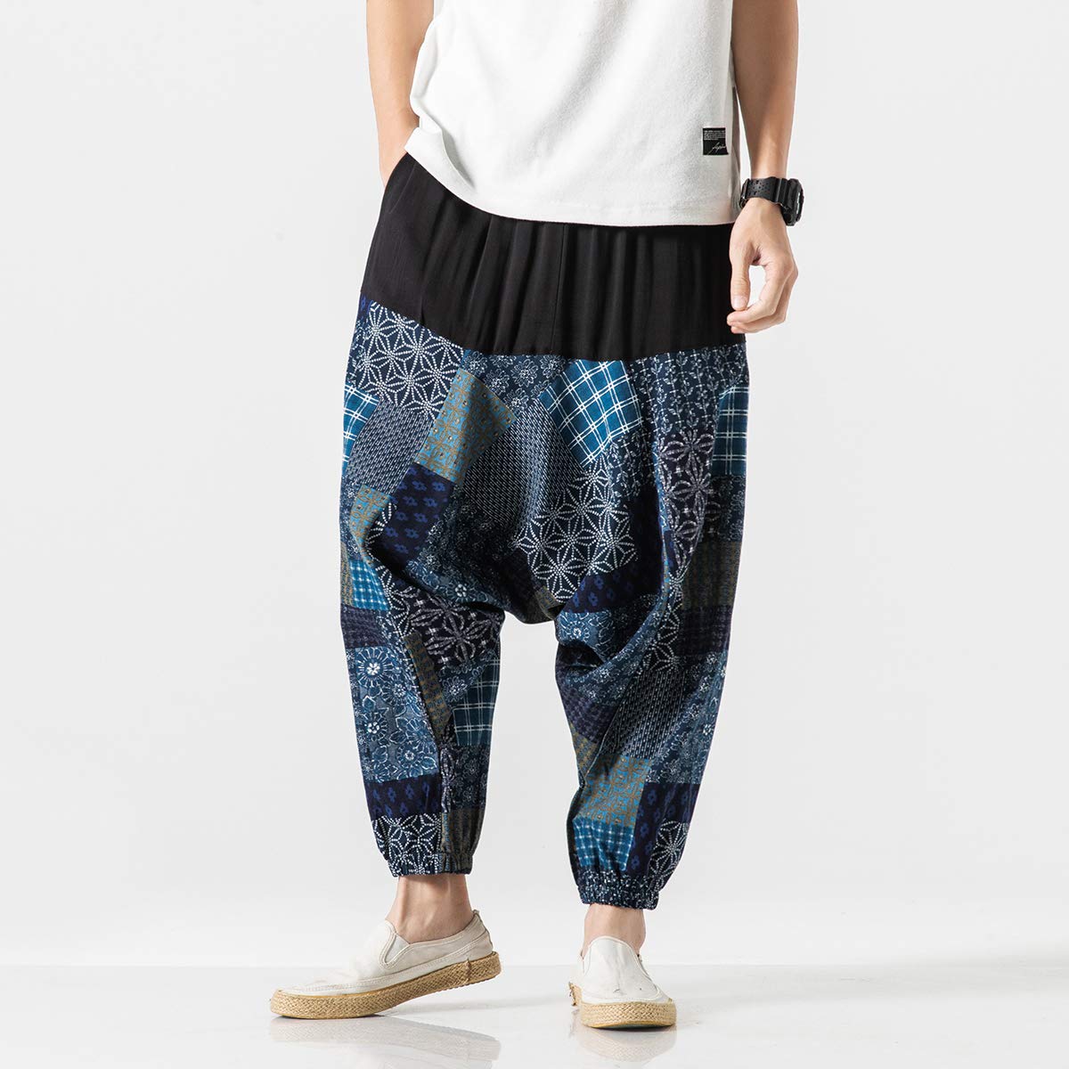 Seidarise Men's Harem Pants - Drop Crotch Lounge Pants, Plus Size Genie Pants & Yoga Joggers for Men - Comfortable Balloon Pants for Meditation, Yoga, and Casual Wear
