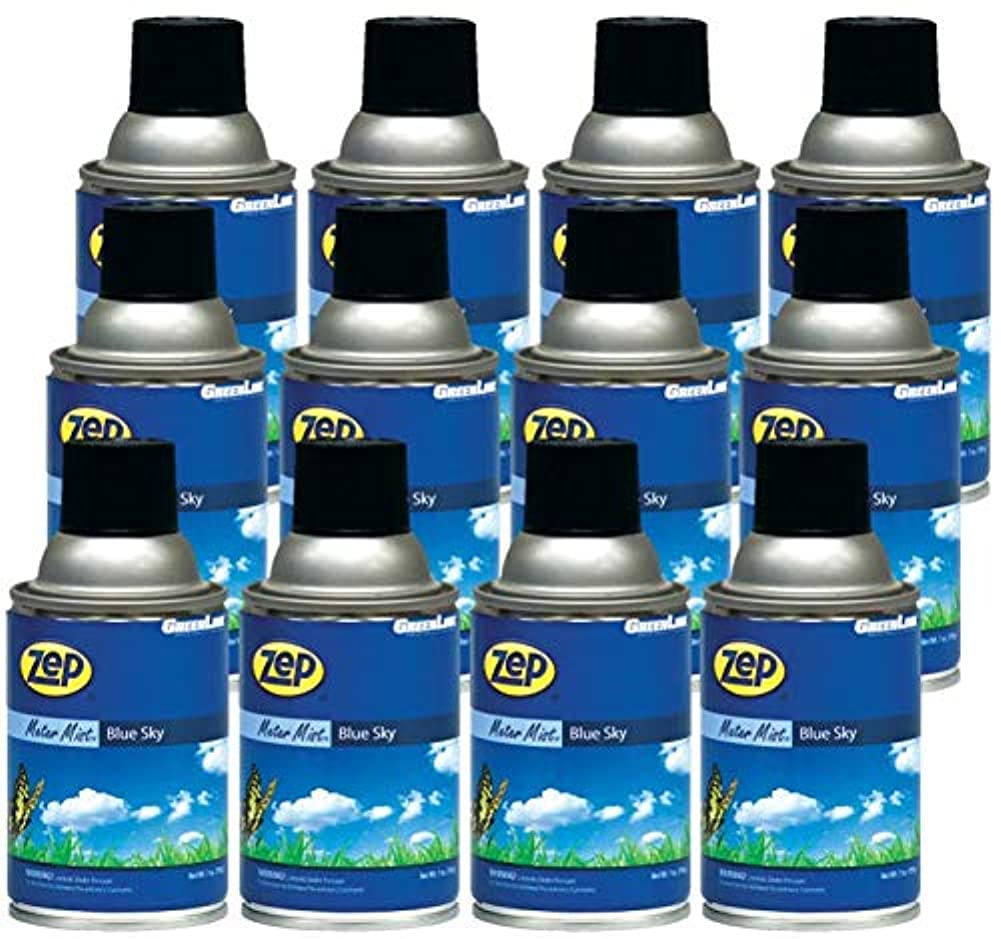 Zep Metered Mist Automatic Aerosol Air Freshener Refill - Blue Sky Scent, 6.5oz (Pack of 12) | Long-Lasting 30-Day Odor Neutralizer for Home, Office, Bathroom & Car | Case #336201