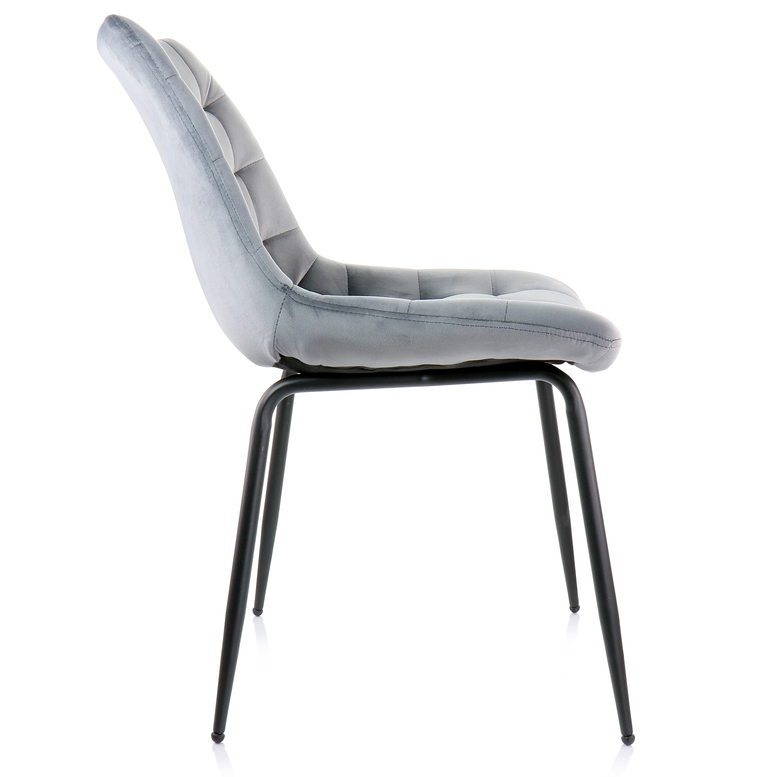Elama Gry Tufted Chair Set of 2 - Modern Gray Upholstered Accent Chairs for Living Room, Bedroom, or Office - Comfortable Lounge Seating Furniture for Home Decor