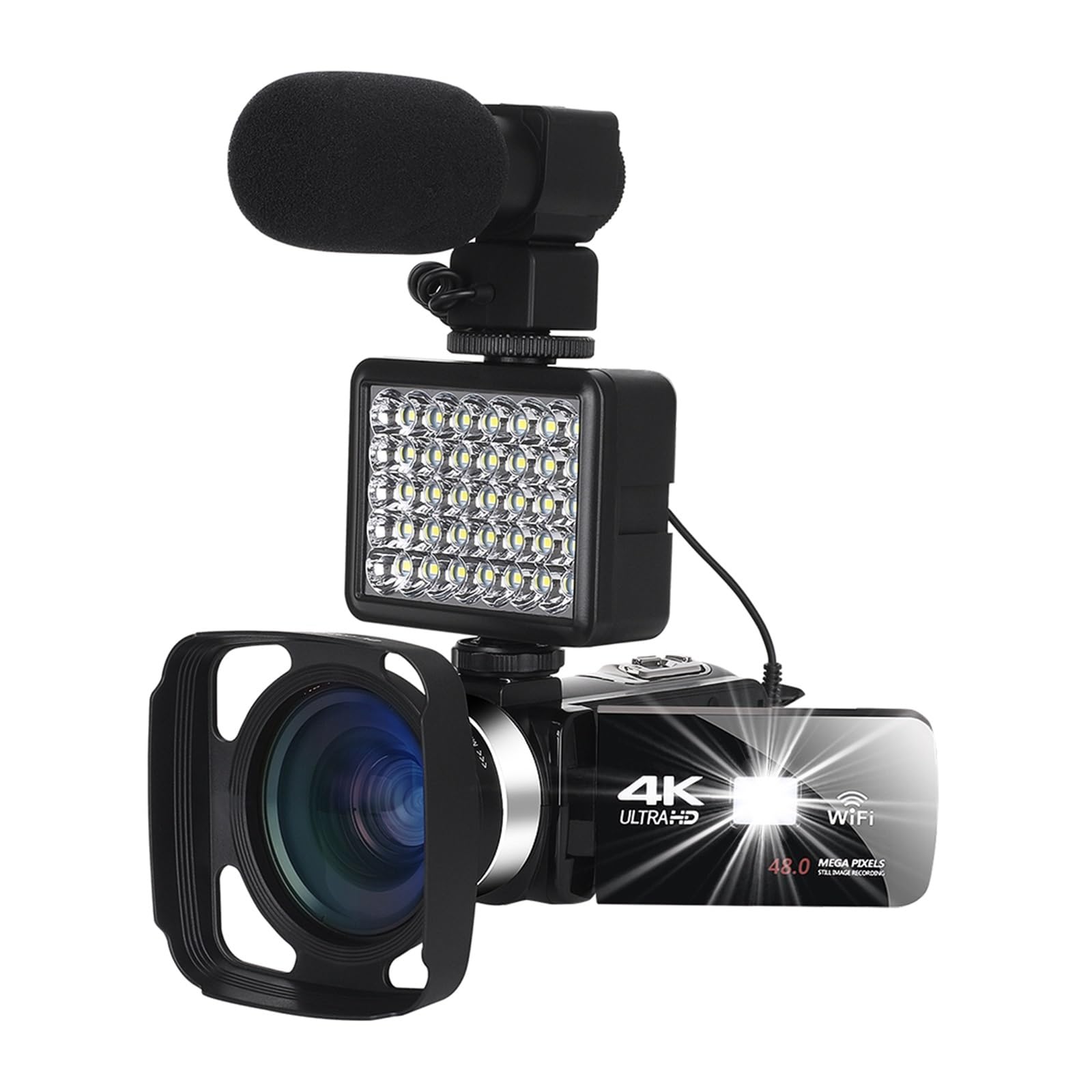 48MP WiFi 4K Digital Vlog Camera with Night Vision & Infrared - Portable Outdoor Video Camera for YouTube Live Streaming, Night Shooting, Travel Vlogging (Includes 16G SD Card & 6 Accessories) | Perfect for Travel Vlogging, Outdoor Adventures, Live Streaming & Nighttime Recording