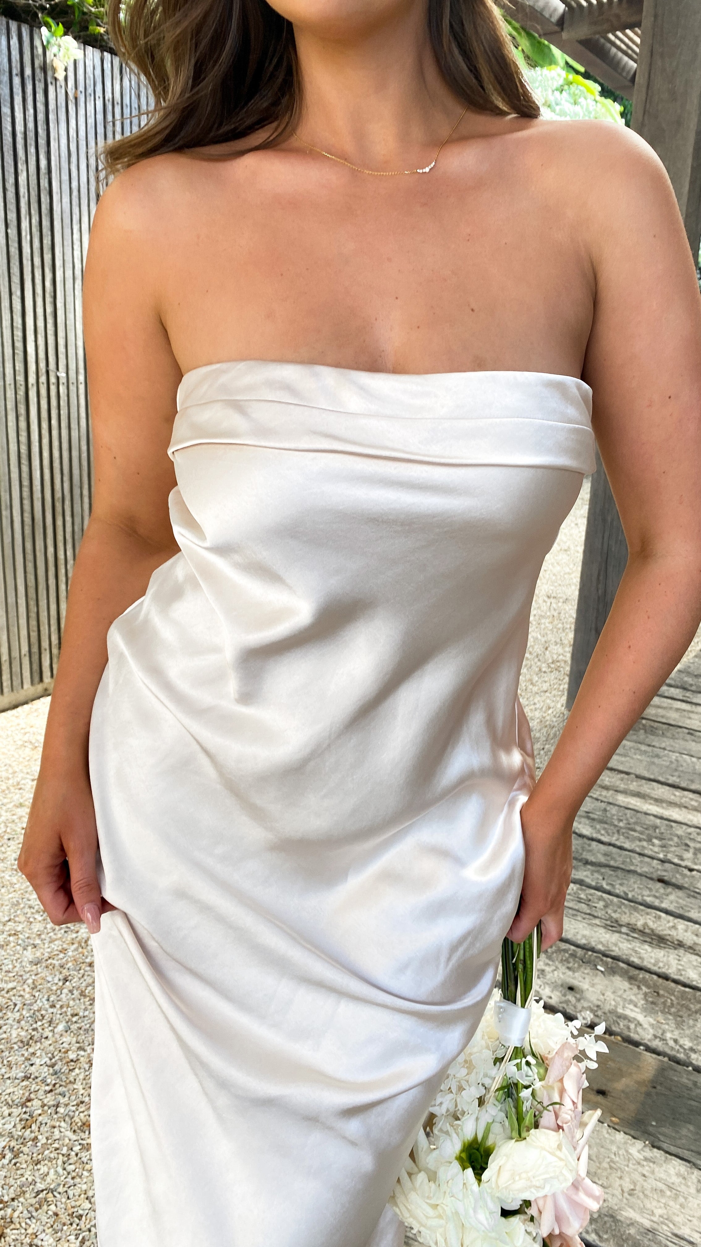 Gisele Maxi Dress Elegant Champagne Color - Perfect for Weddings, Parties & Summer Vacations