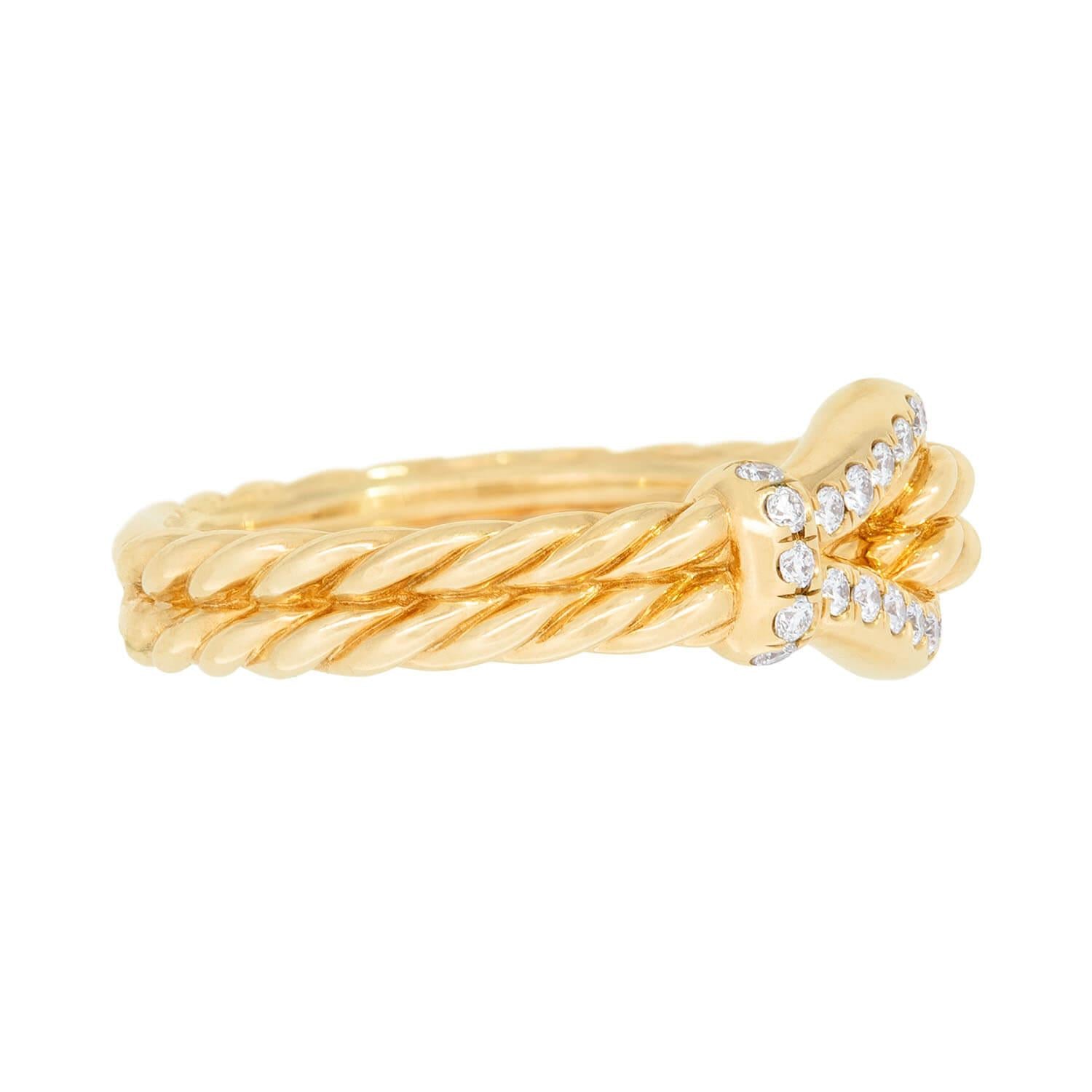 DAVID YURMAN Estate 18k Gold Diamond Thoroughbred Loop Ring - Luxury Horse Jewelry for Equestrian Lovers & Special Occasions