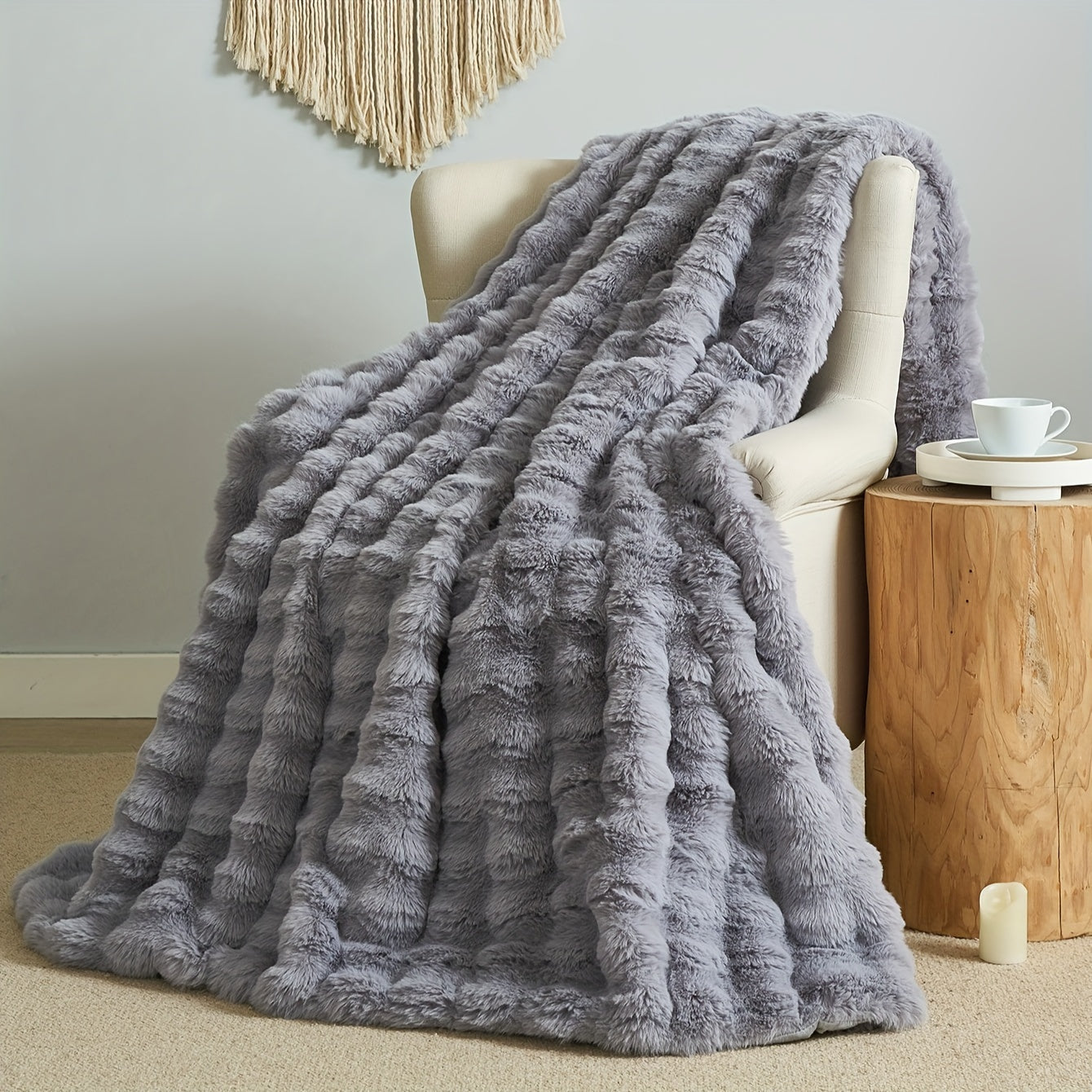 1pc Luxurious Faux Rabbit Short Plush Blanket - Ultra Soft, Thick & Warm All-Season Throw - Perfect for Bed, Sofa, Travel & Gifts - Cozy Home Decor for Family & Friends